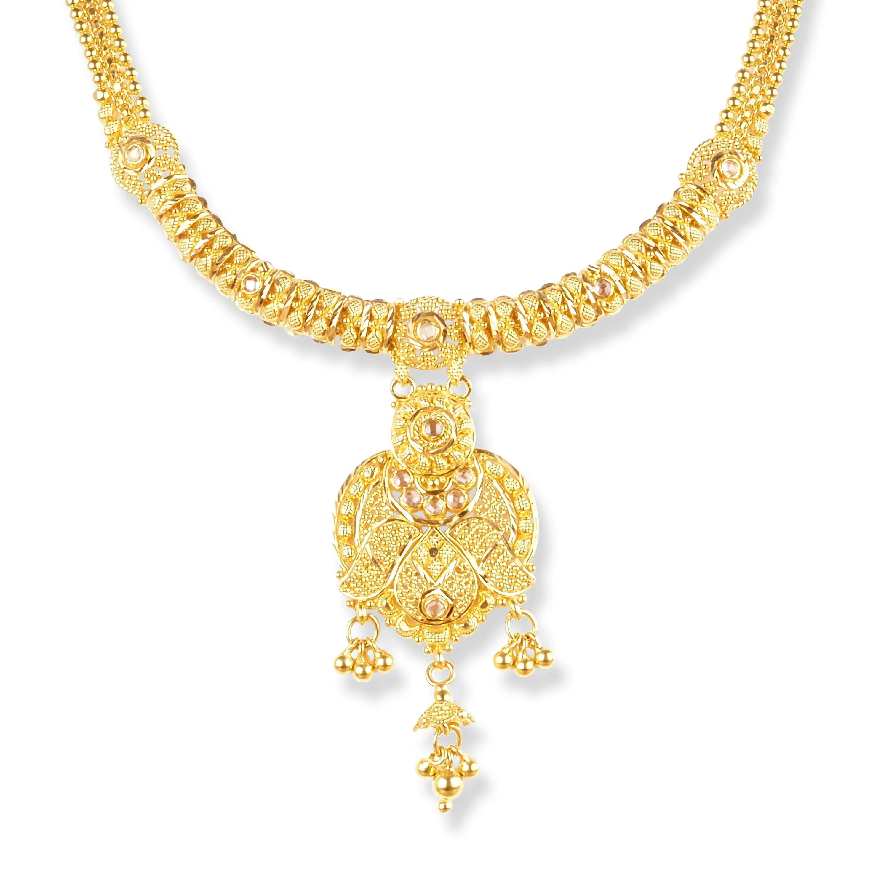 22ct Gold Necklace & Earring Suite with Cubic Zirconia Stones - Gift jewellery - Image 2