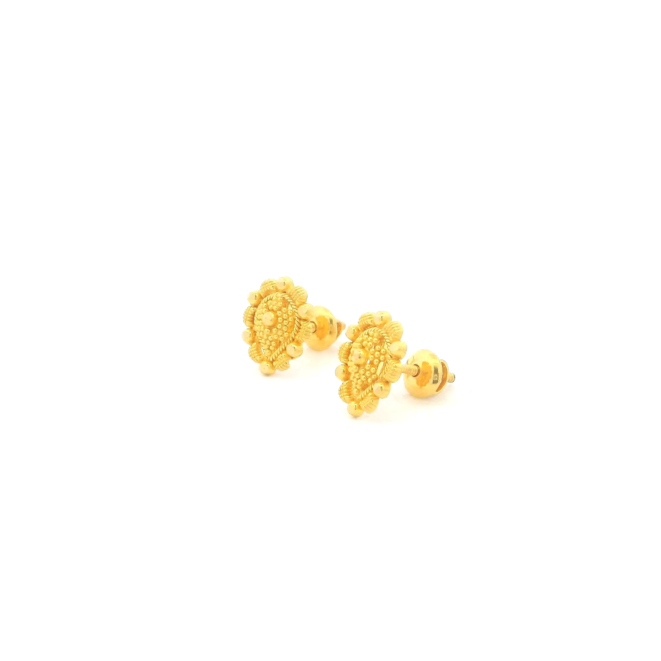 22ct Gold Stud Earrings with Screw Back – Elegant & Secure Fit - Image 2