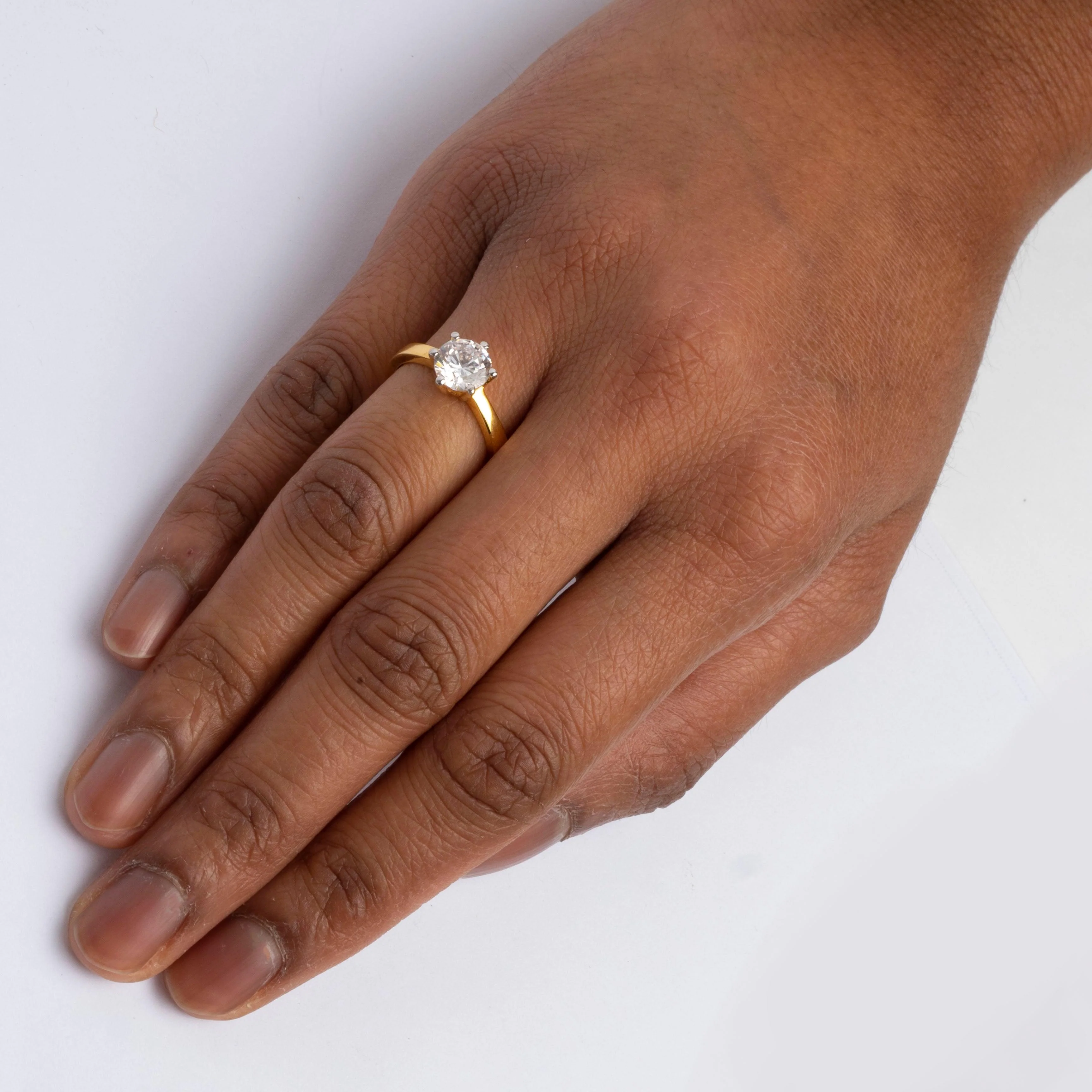 22ct Gold Swarovski Zirconia Solitaire Ring LR21740 - Image 2