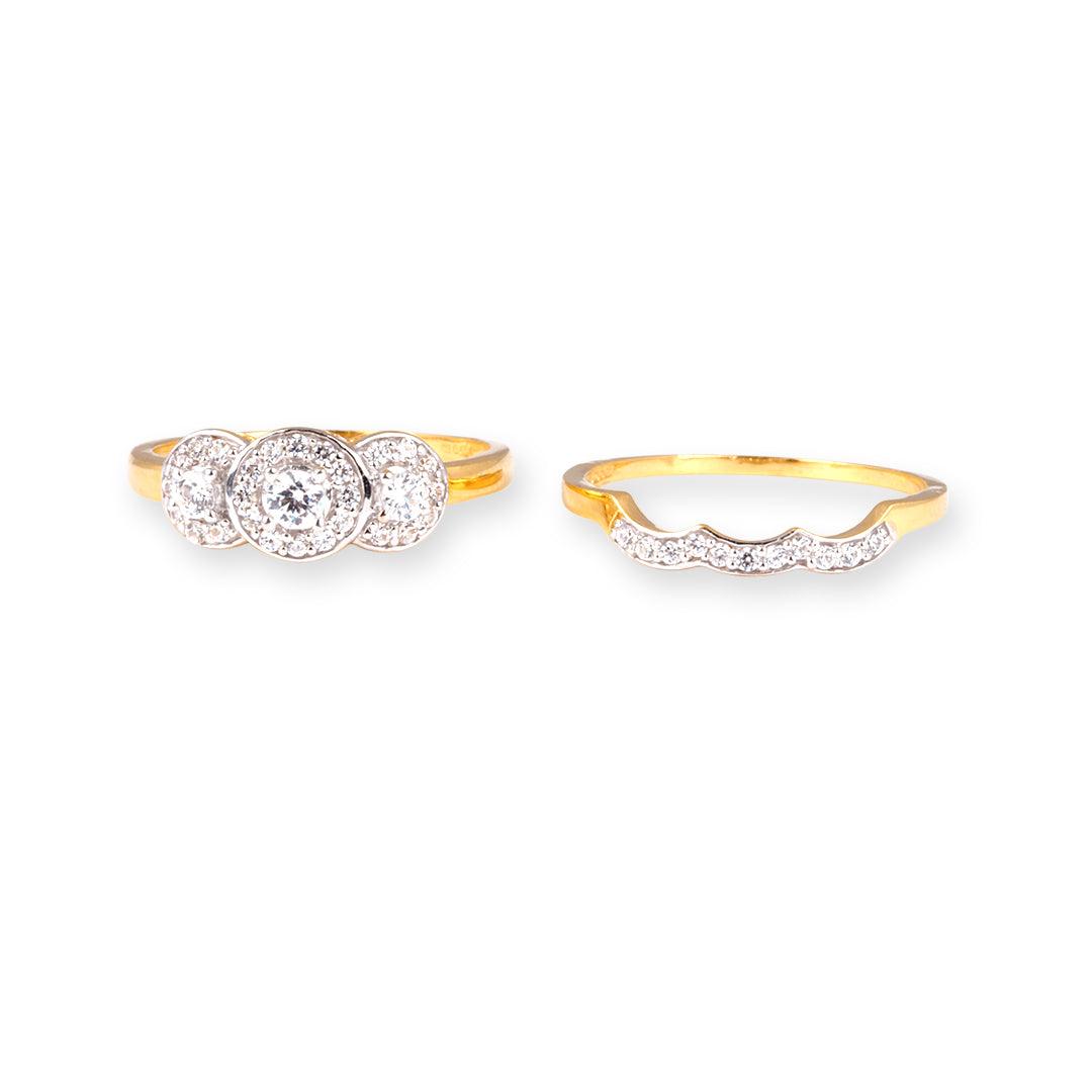 22ct Gold Swarovski Zirconia Trilogy Style Engagement Ring and Wedding Band Suite "jodi" LR18425 - Image 2