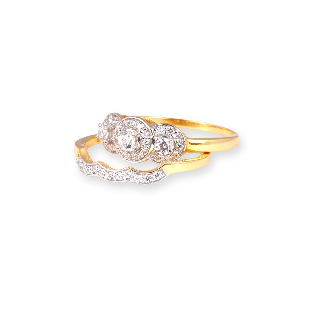 22ct Gold Swarovski Zirconia Trilogy Style Engagement Ring and Wedding Band Suite "jodi" LR18425 - Image 4