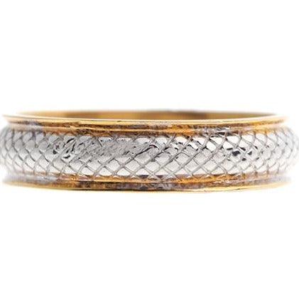 22ct Gold Wedding Band with Rhodium Design PLR15052 - Image 3