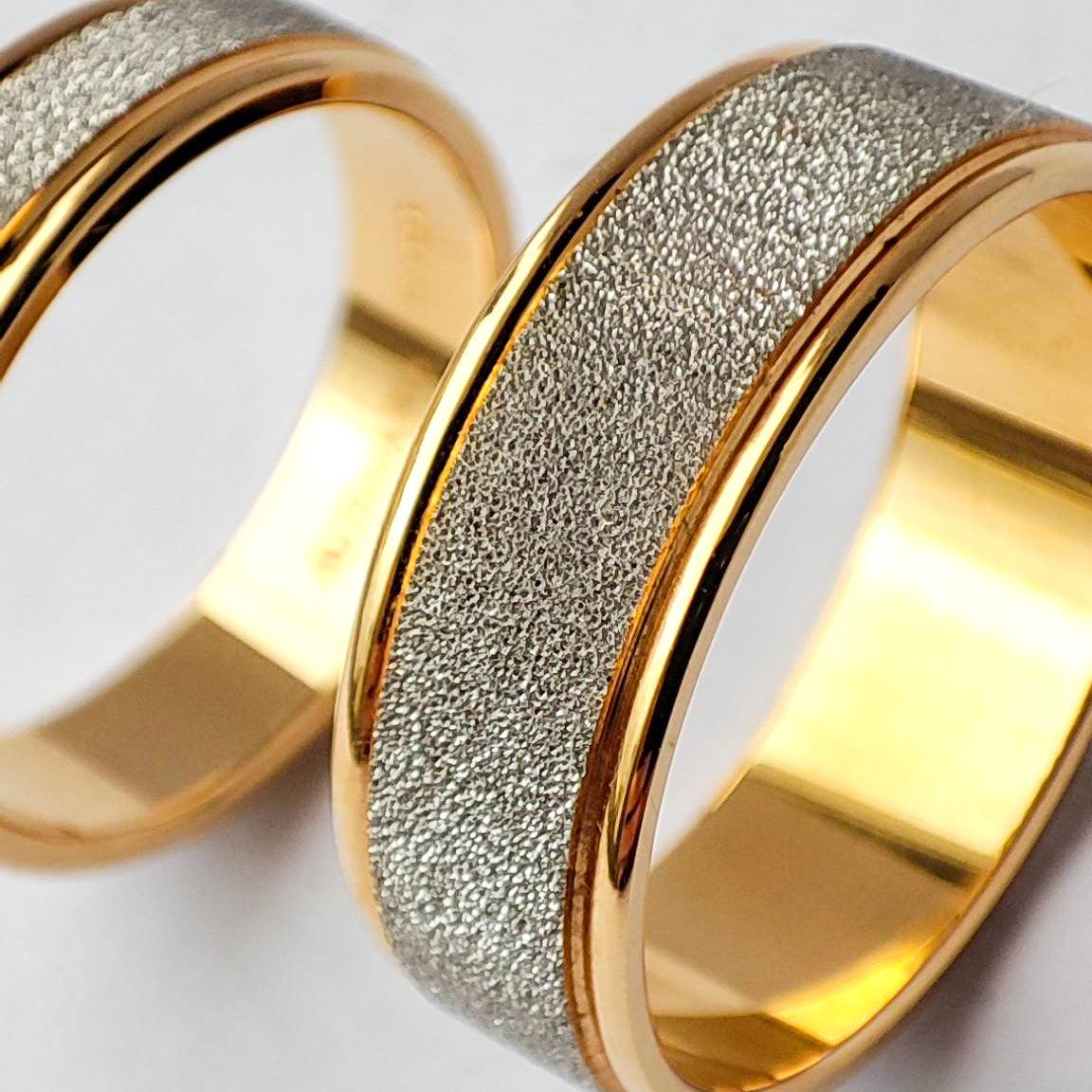 22ct Gold Wedding Band with Rhodium Sand Finish LR/GR-8218 - Image 3