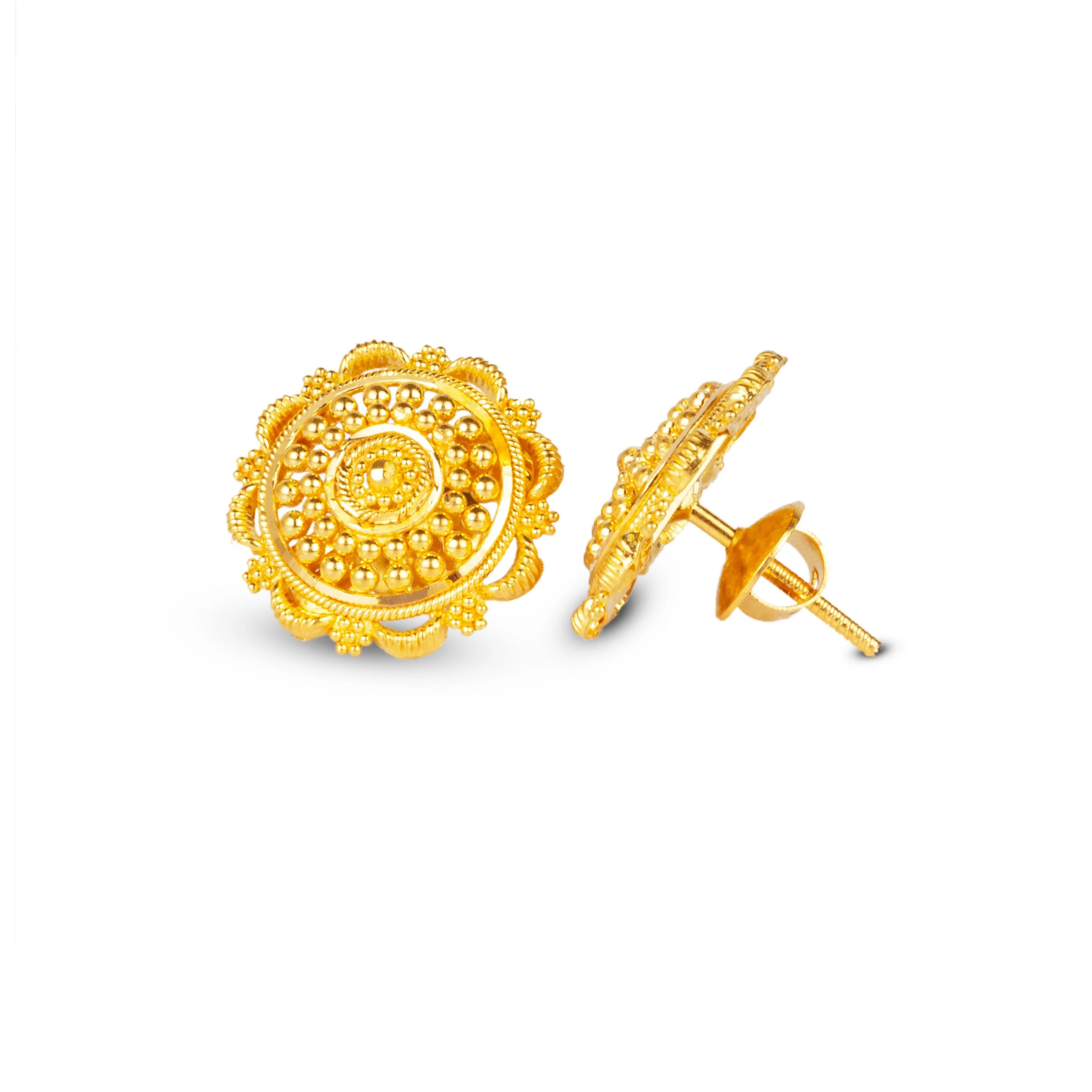 22ct Yellow Gold Antique Mandala Pendant Necklace Set with Matching Earrings - Image 6