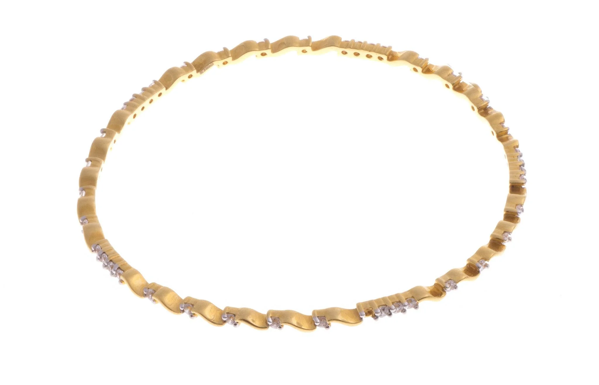 22ct Yellow Gold Bangle set with Cubic Zirconias - Cubic Zirconia Gold Bangles - Image 3