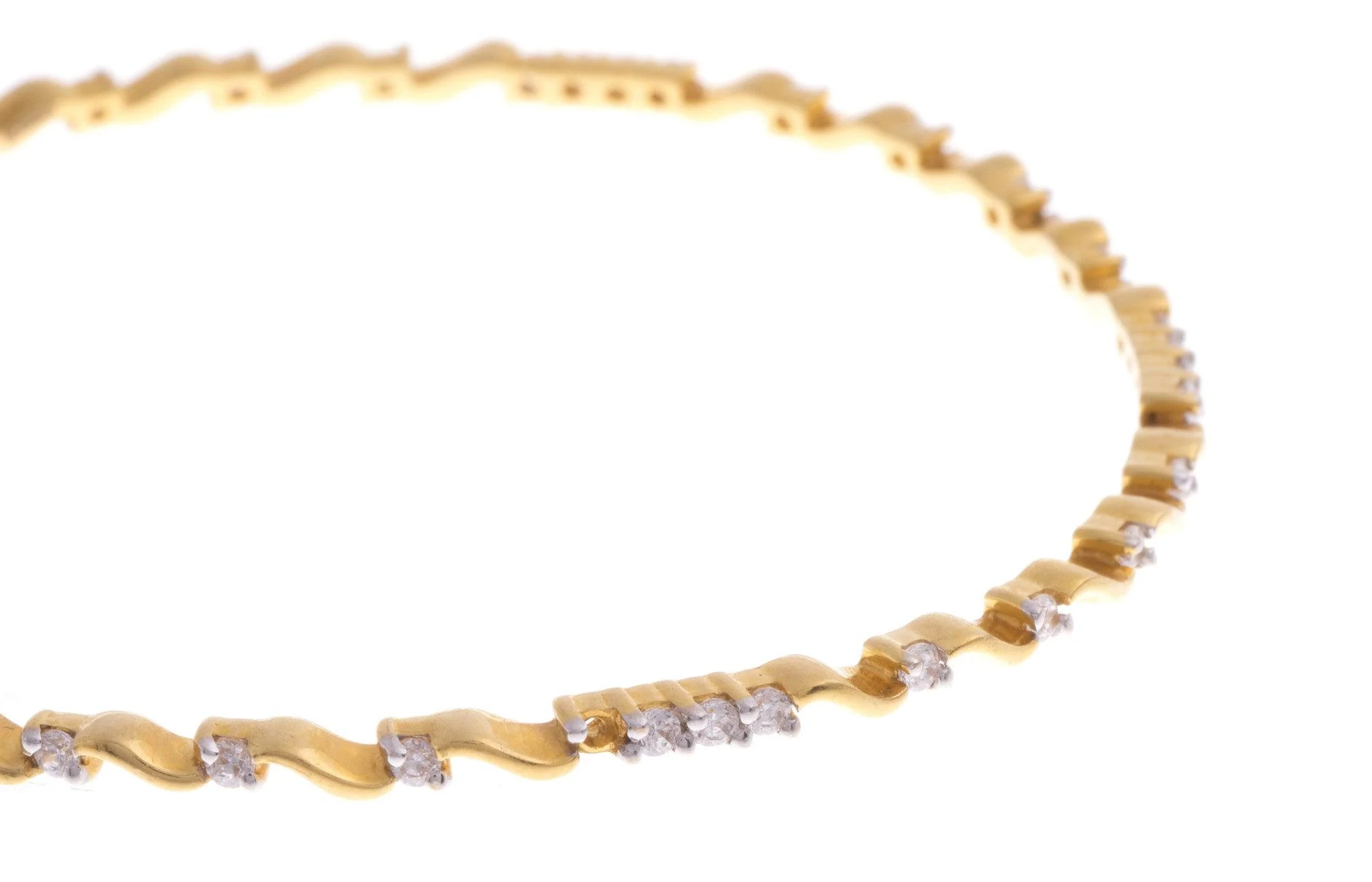 22ct Yellow Gold Bangle set with Cubic Zirconias - Cubic Zirconia Gold Bangles - Image 4