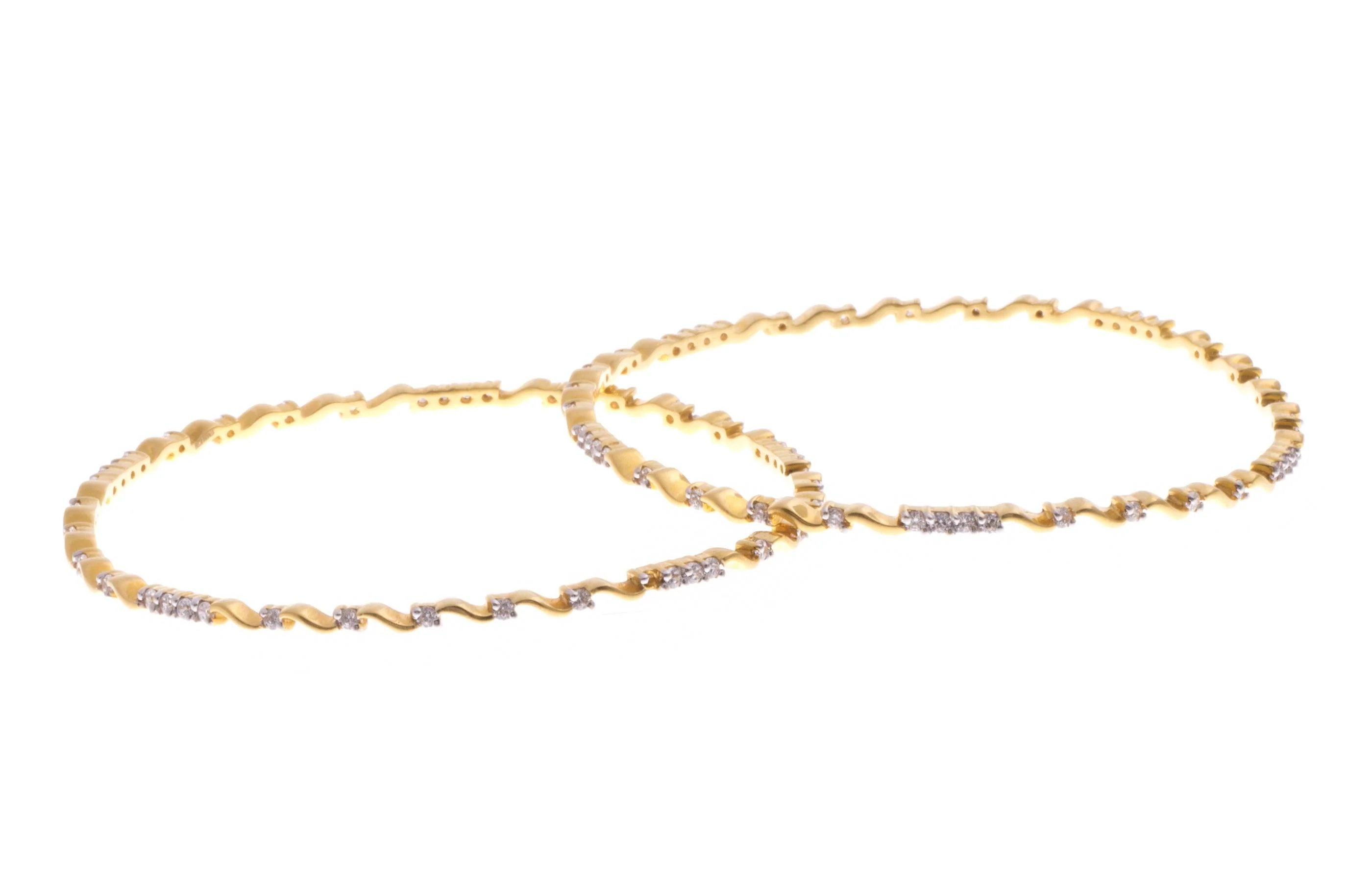 22ct Yellow Gold Bangle set with Cubic Zirconias - Cubic Zirconia Gold Bangles - Image 6