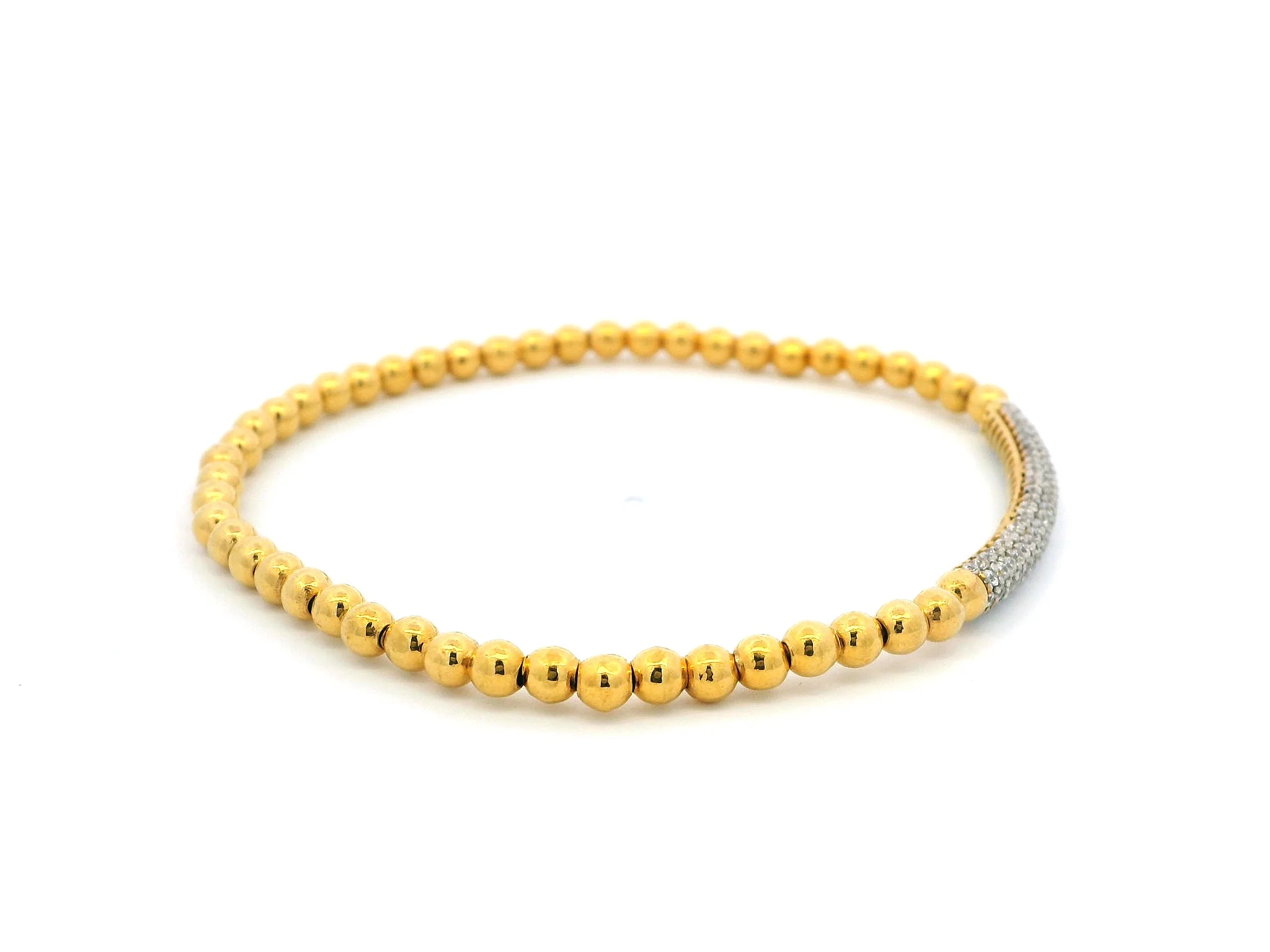 22ct Yellow Gold Beaded Bangles with Cubic Zirconia Stones – Elegant & Sparkling Jewellery - Image 3