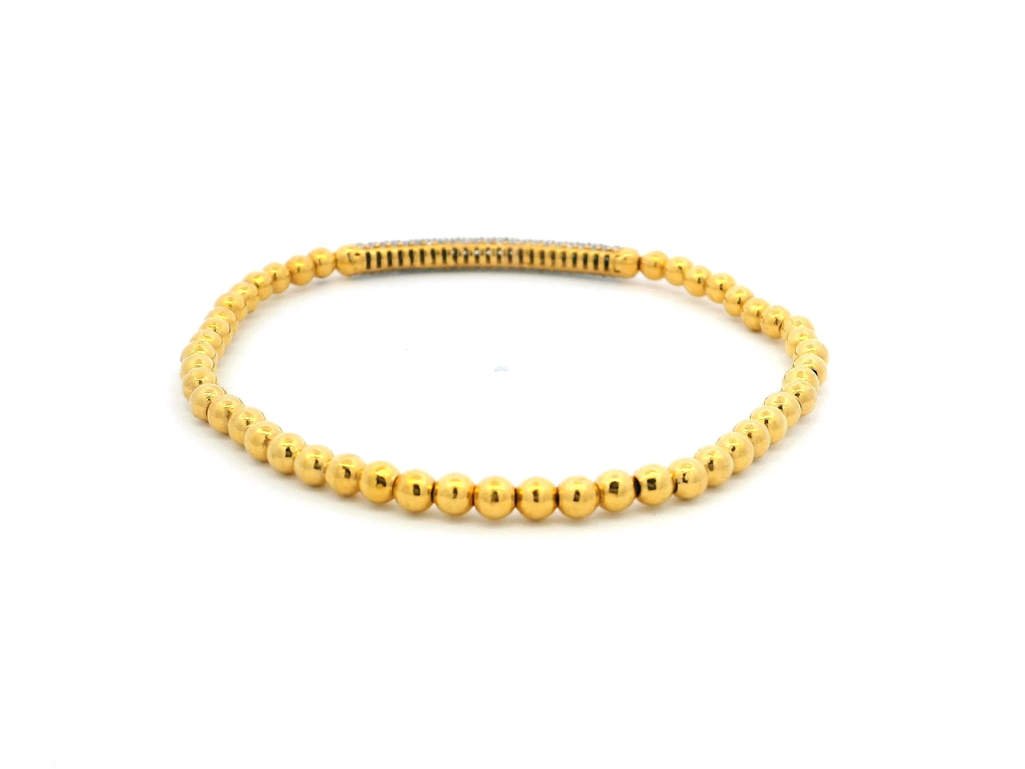 22ct Yellow Gold Beaded Bangles with Cubic Zirconia Stones – Elegant & Sparkling Jewellery - Image 4