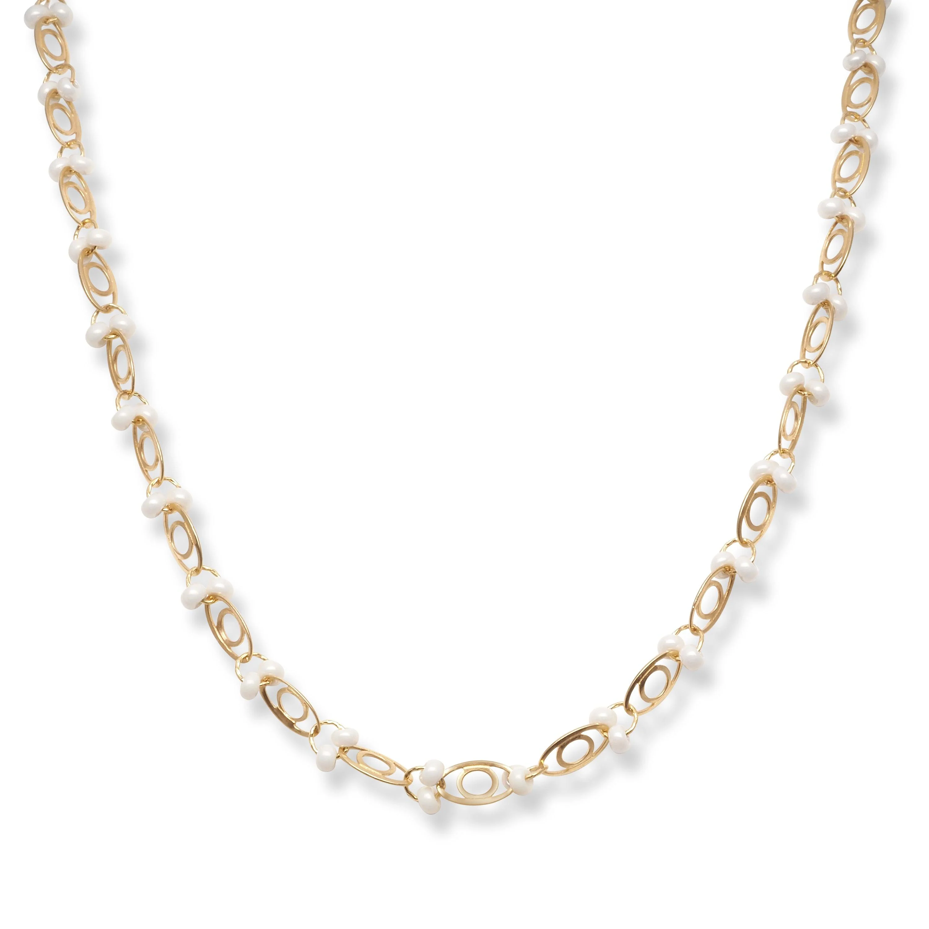 22ct Gold Necklace with Cultured Pearl Beads and Lobster Clasp - Luxurious Gold and Pearl Jewellery