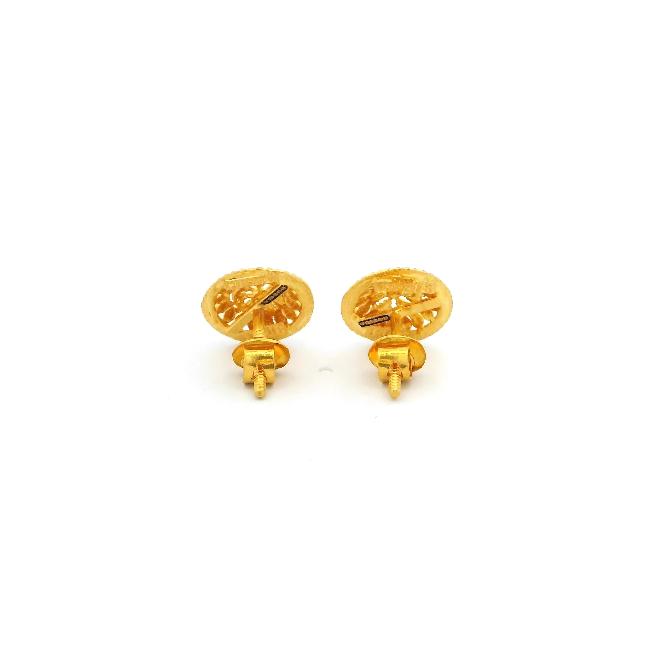22ct Yellow Gold Filigree Ear Studs – Screw Back Traditional Gold Earrings - Image 3
