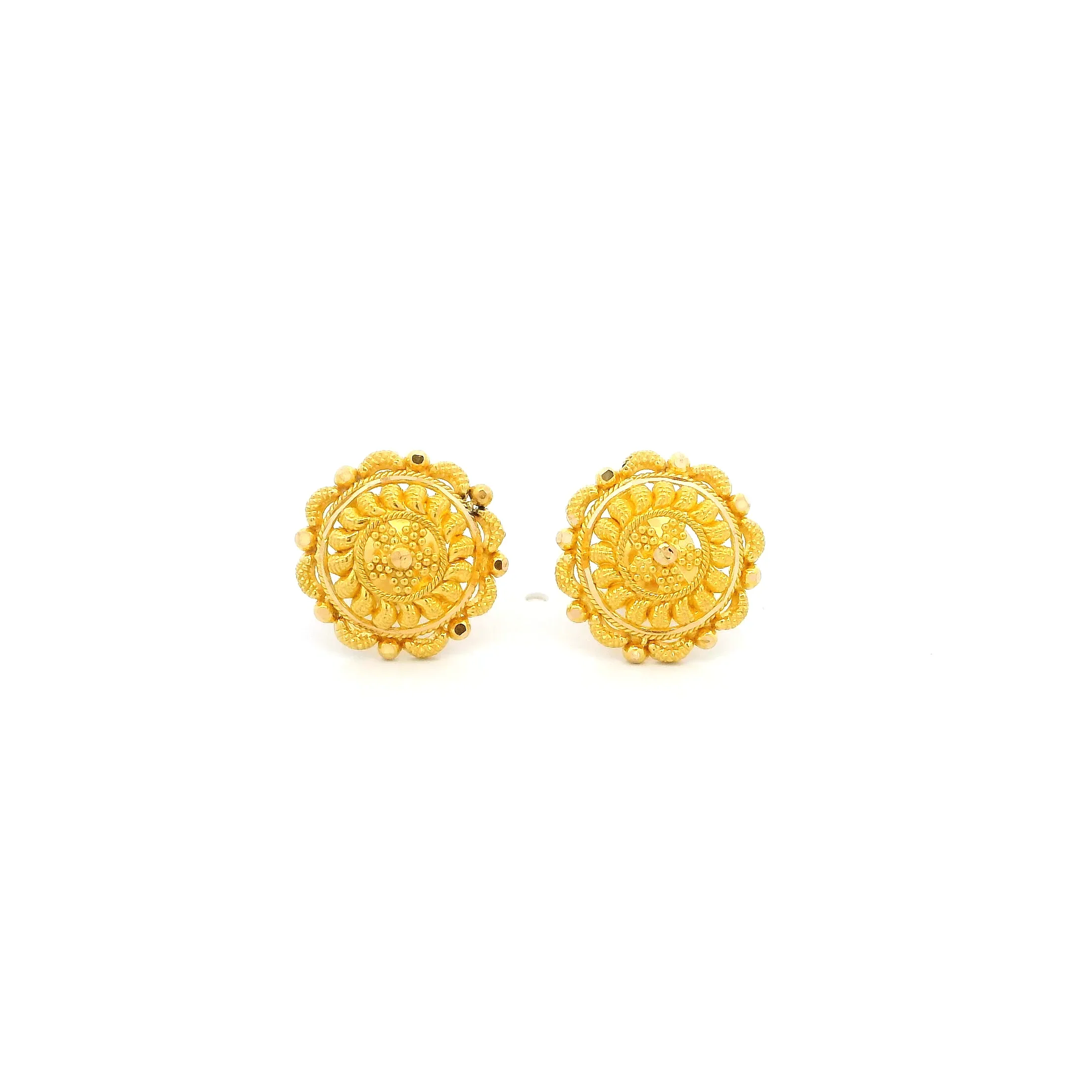 22ct Yellow Gold Filigree Screw Back Ear Studs – Elegant Traditional Design