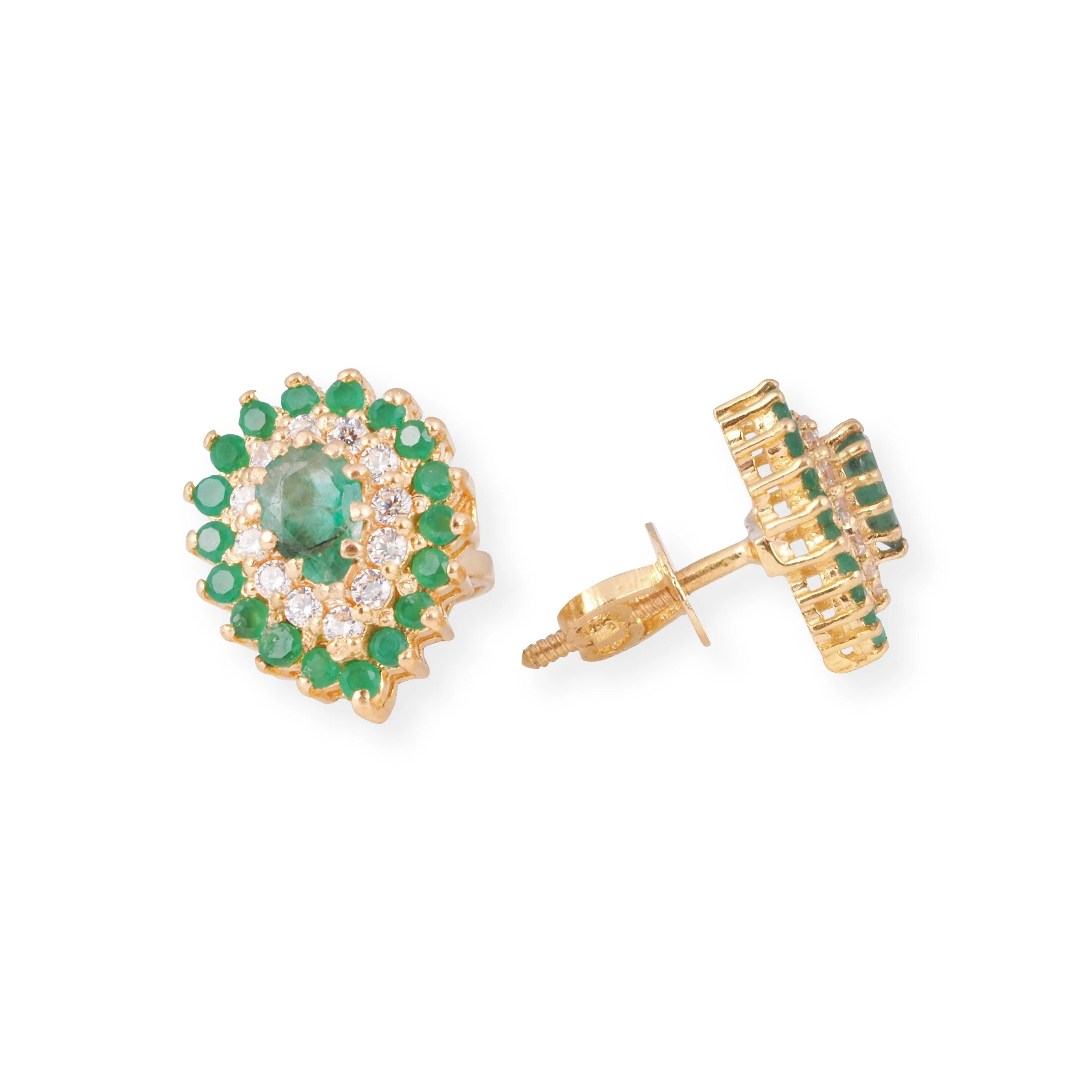 22ct Yellow Gold Necklace & Earrings Set with Green Cubic Zirconia Stones – Elegant Women’s Jewellery - Image 3