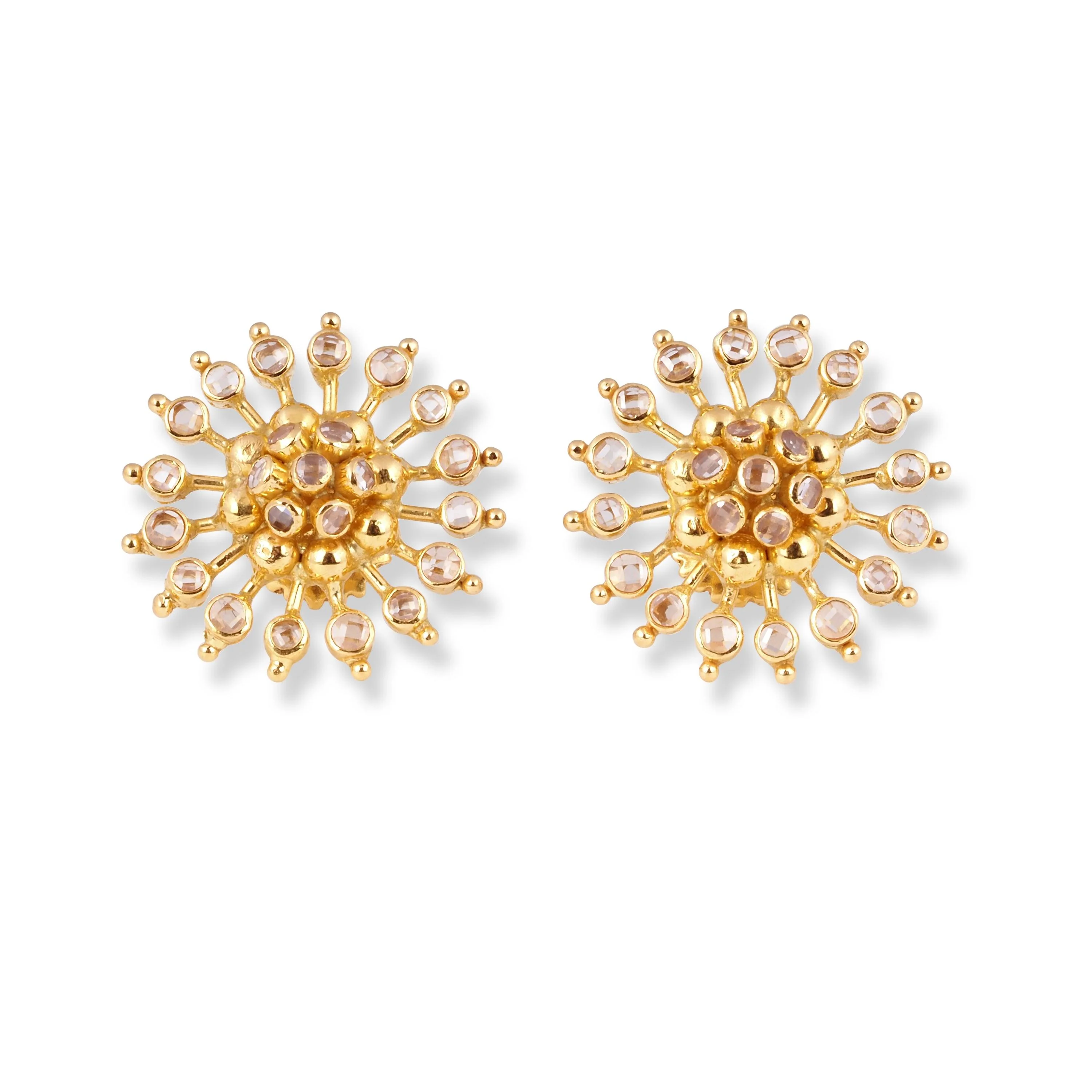 22ct Yellow Gold Polki Style Floral Necklace and Earrings Set with Bead Accents – Traditional Jewellery Suite - Image 4