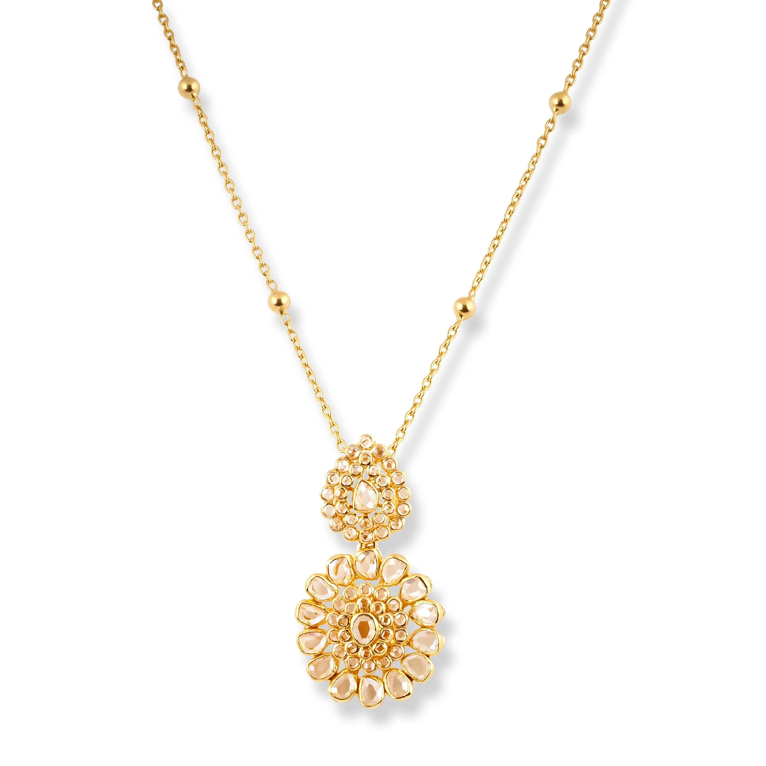 22ct Yellow Gold Polki Style Necklace and Earrings Set – Traditional Bridal Jewellery - Image 3