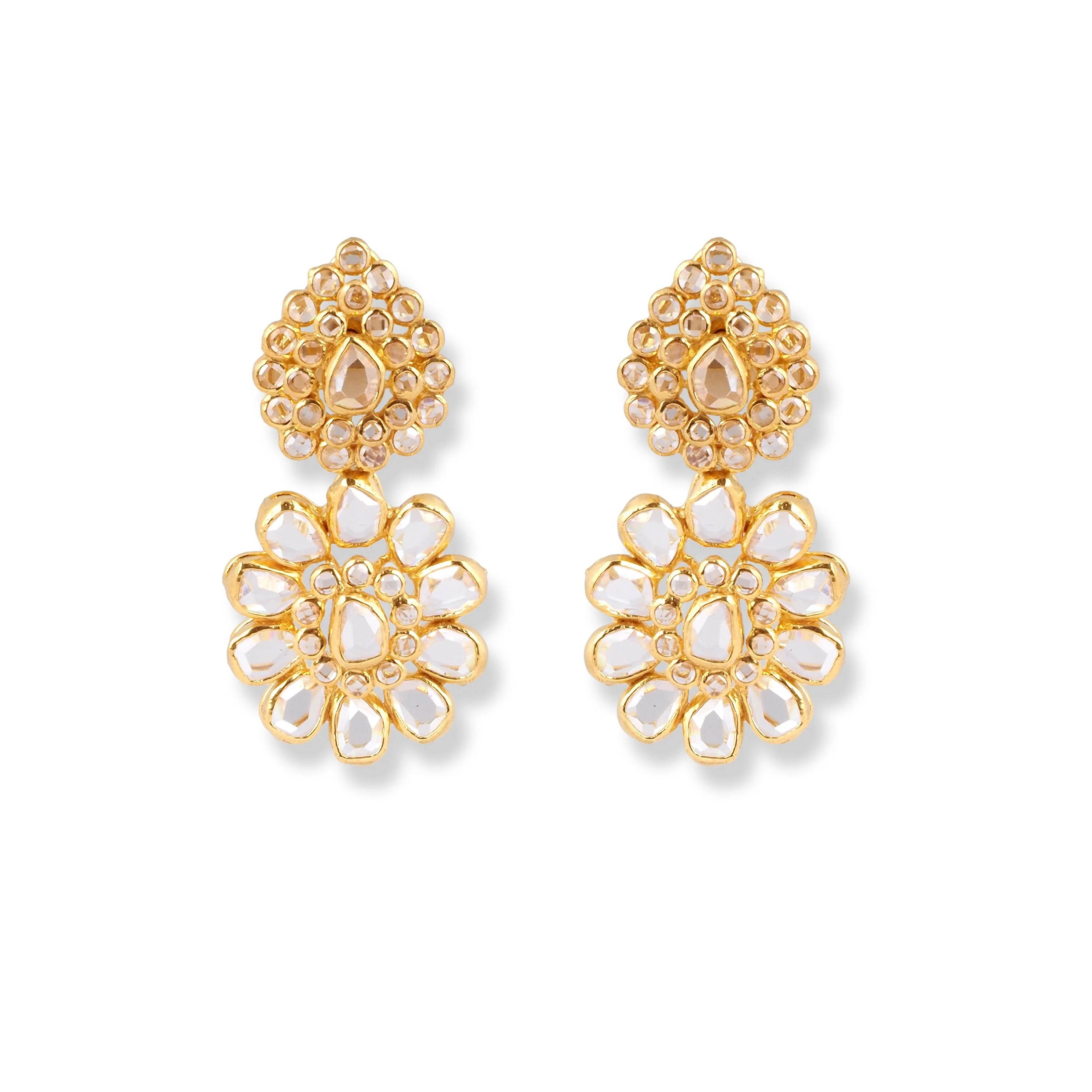 22ct Yellow Gold Polki Style Necklace and Earrings Set – Traditional Bridal Jewellery - Image 6