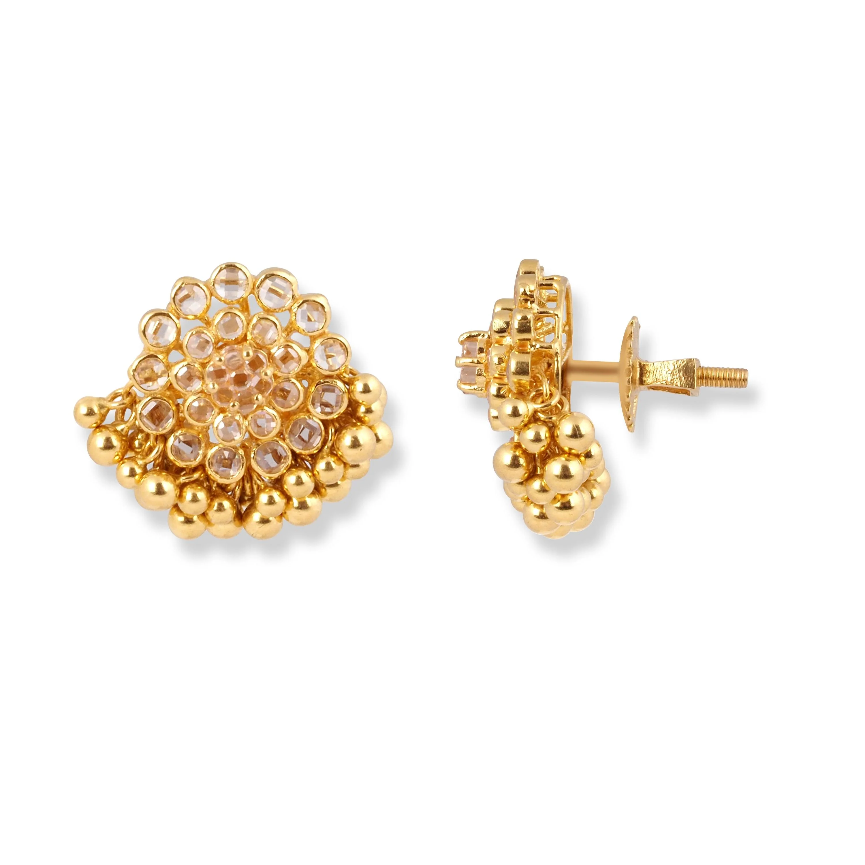 22ct Yellow Gold Polki Style Necklace and Earrings Set with Bead Detailing – Traditional Jewellery Suite - Image 8