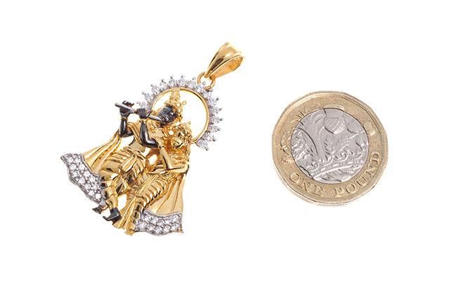 22ct Yellow Gold Radha Krishna Pendant with flute (10.03g) GP12026 - Image 3