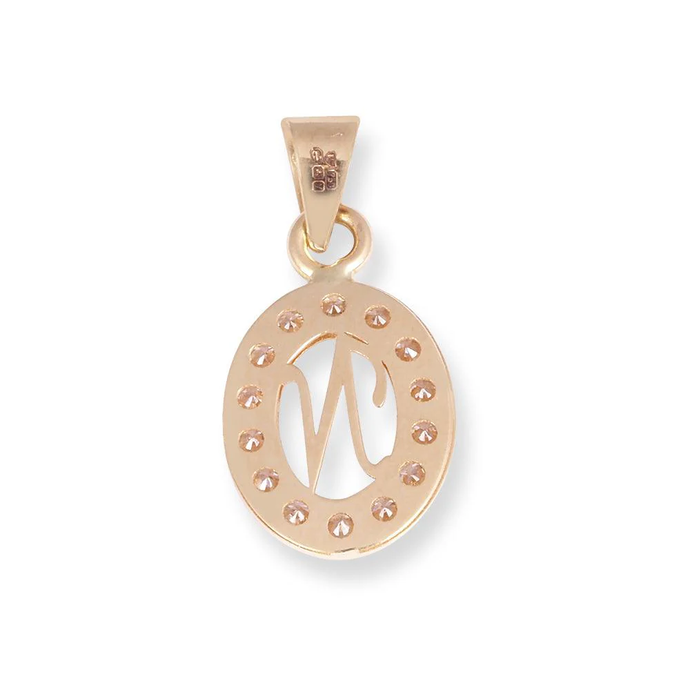 18ct Yellow Gold Dainty Initial 'N' Pendant with Cubic Zirconia Stones P-7966-N - Image 2