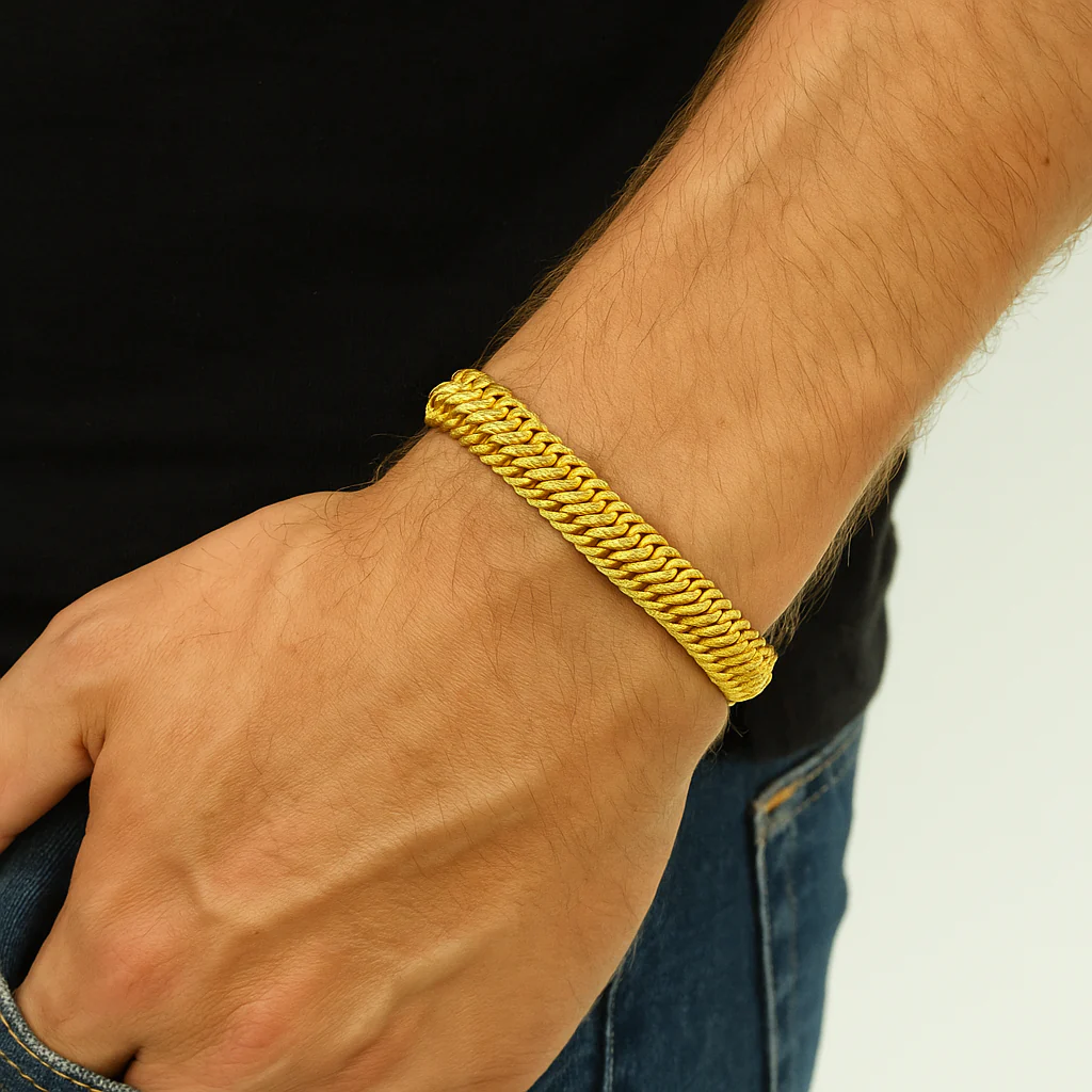 Elegant 22ct Gold Intertwine Gents Bracelet with Secure U Clasp – Timeless Luxury for Men - Image 4