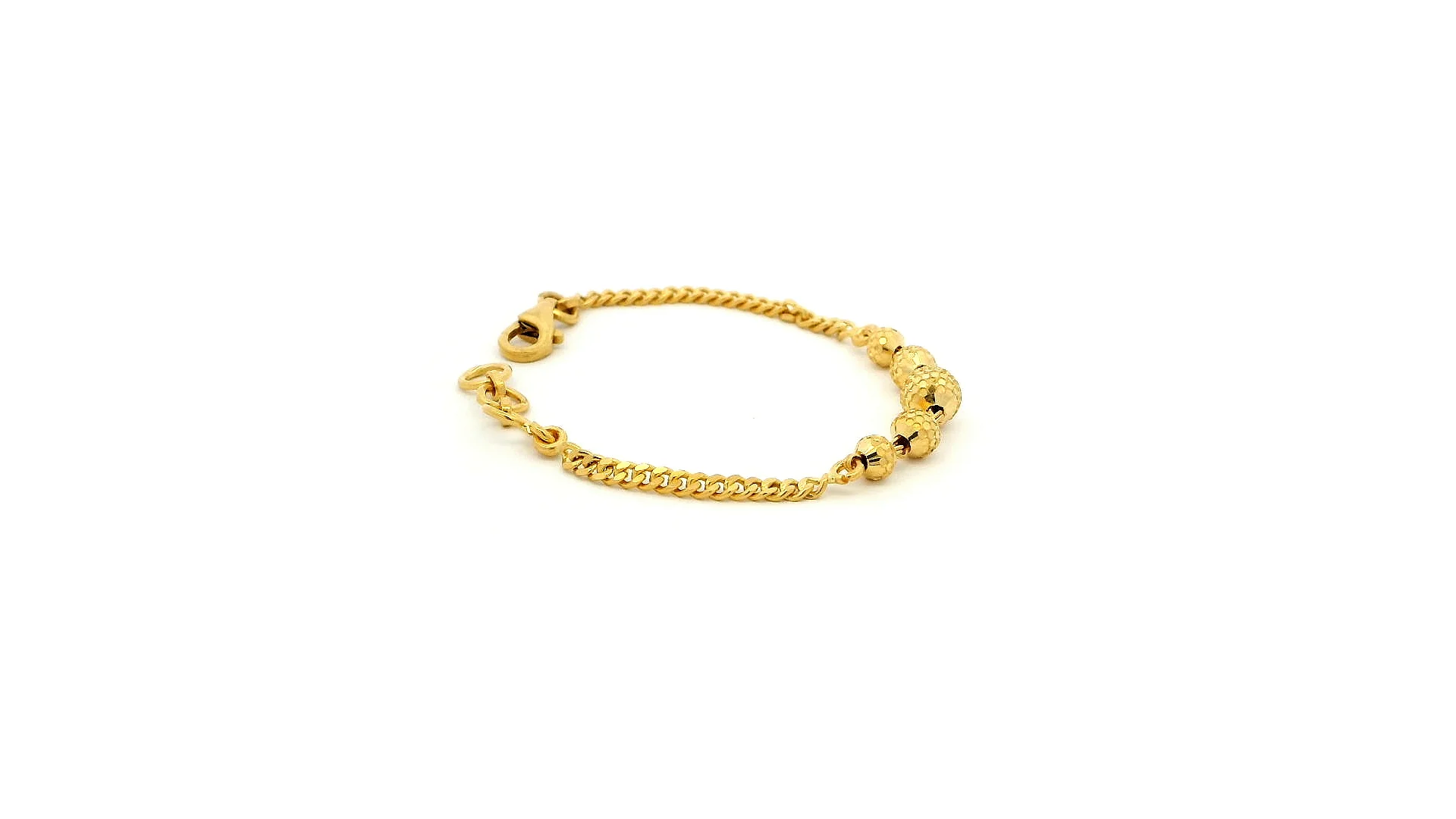 22ct Yellow Gold Children's Bracelet with Diamond-Cut Beads & Lobster Claw Clasp | Stylish Kids Jewellery - Image 3