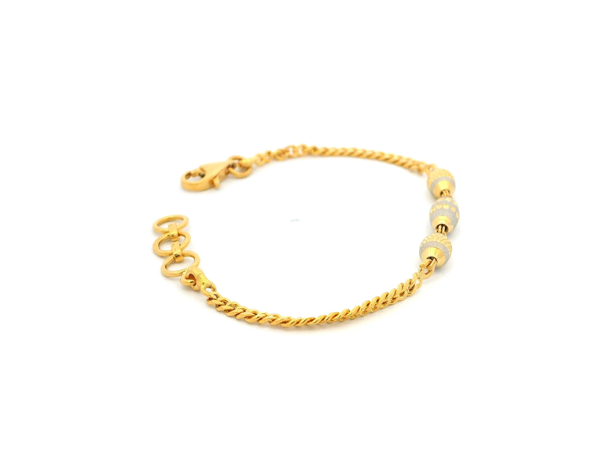 22ct Yellow Gold Children's Bracelet with Diamond-Cut Beads, Rhodium Plate & Lobster Claw Clasp – Precious Gold Jewellery for Kids - Image 4
