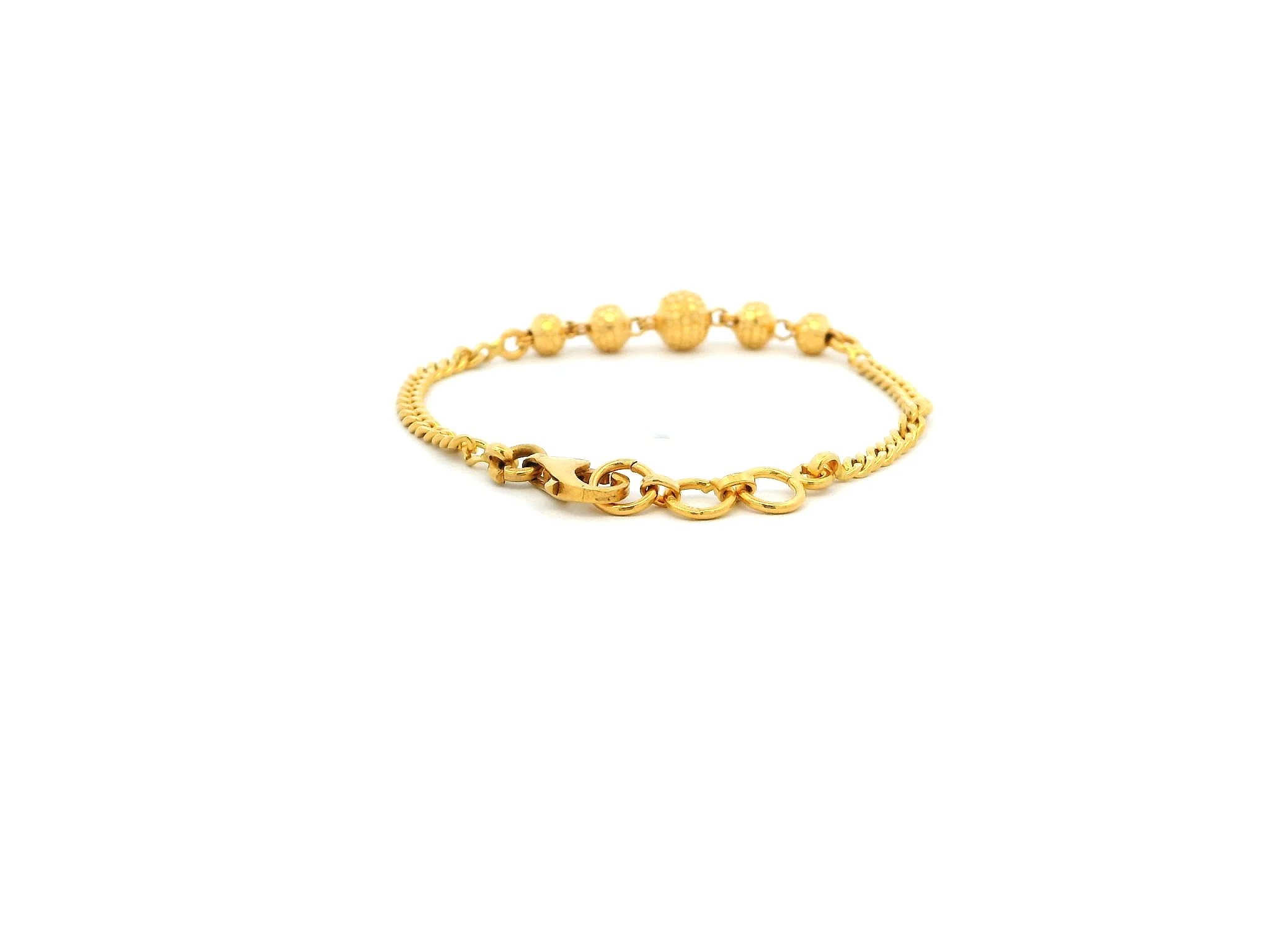 22ct Yellow Gold Children's Bracelet with Diamond-Cut Beads & Lobster Claw Clasp – Stylish and Durable Jewellery for Kids - Image 4