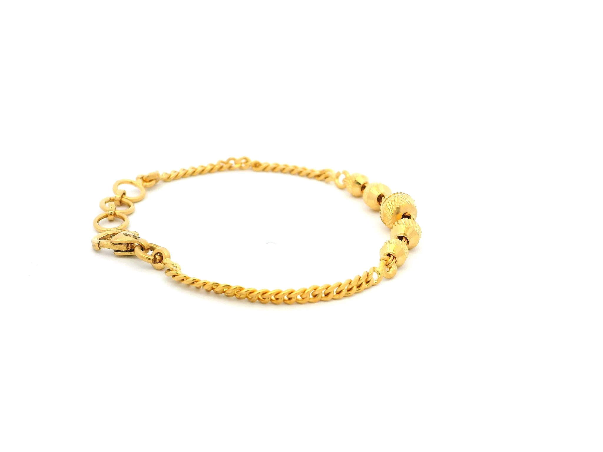 22ct Yellow Gold Children's Bracelet with Diamond-Cut Beads & Lobster Claw Clasp – Elegant Gold Jewellery for Kids - Image 3