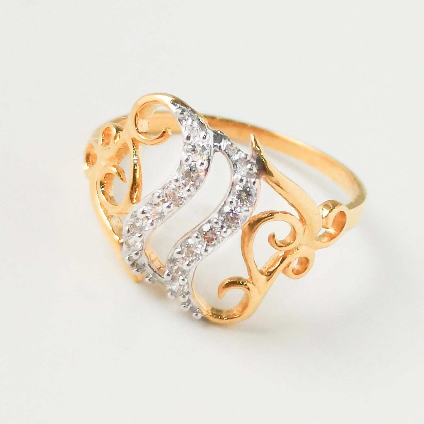 22ct Gold Dress Ring with Swarovski Zirconias LR15388 - Image 4