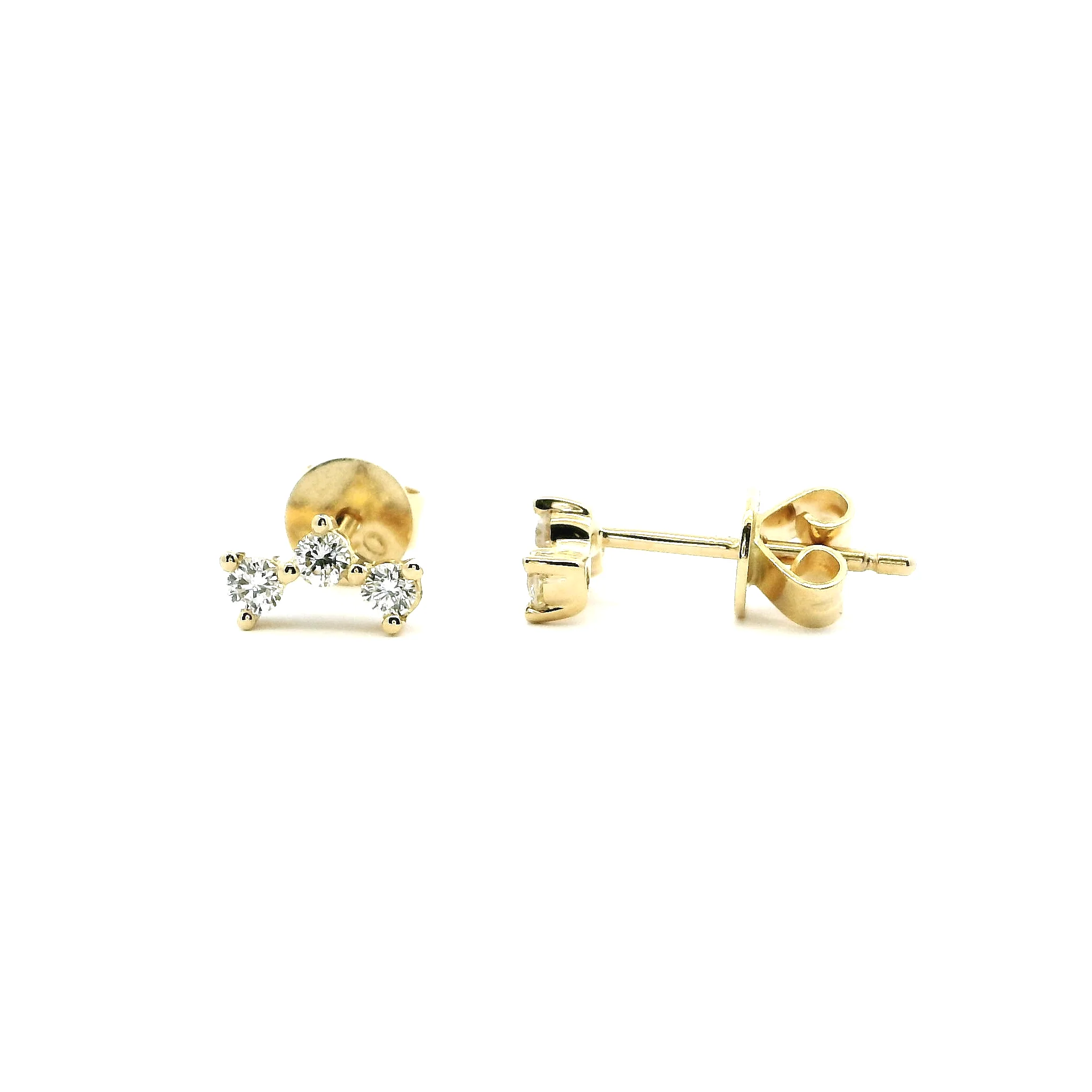 18ct Yellow Gold Round Cut Diamond Stud Earrings – Push Back Closure | Classic Fine Jewellry - Image 3
