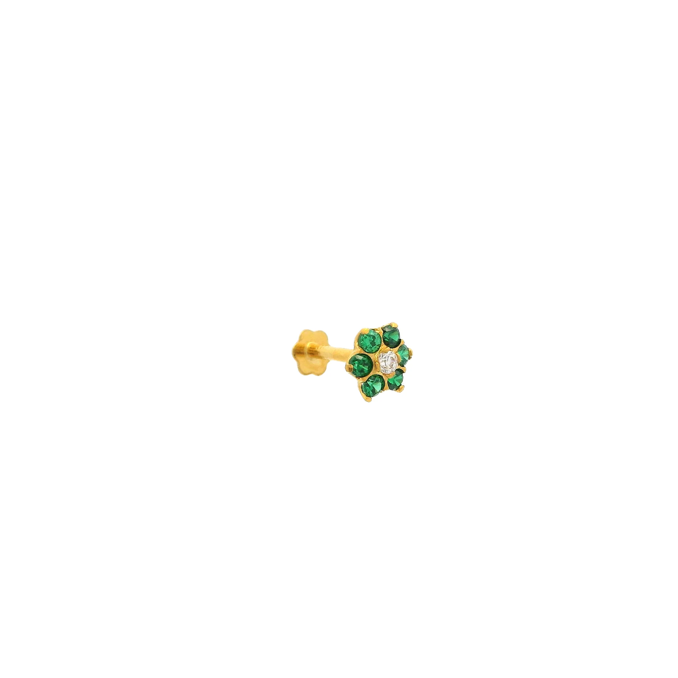Elegant 18ct Yellow Gold Screw Back Nose Stud with Dazzling Cubic Zirconia Stones - Image 3