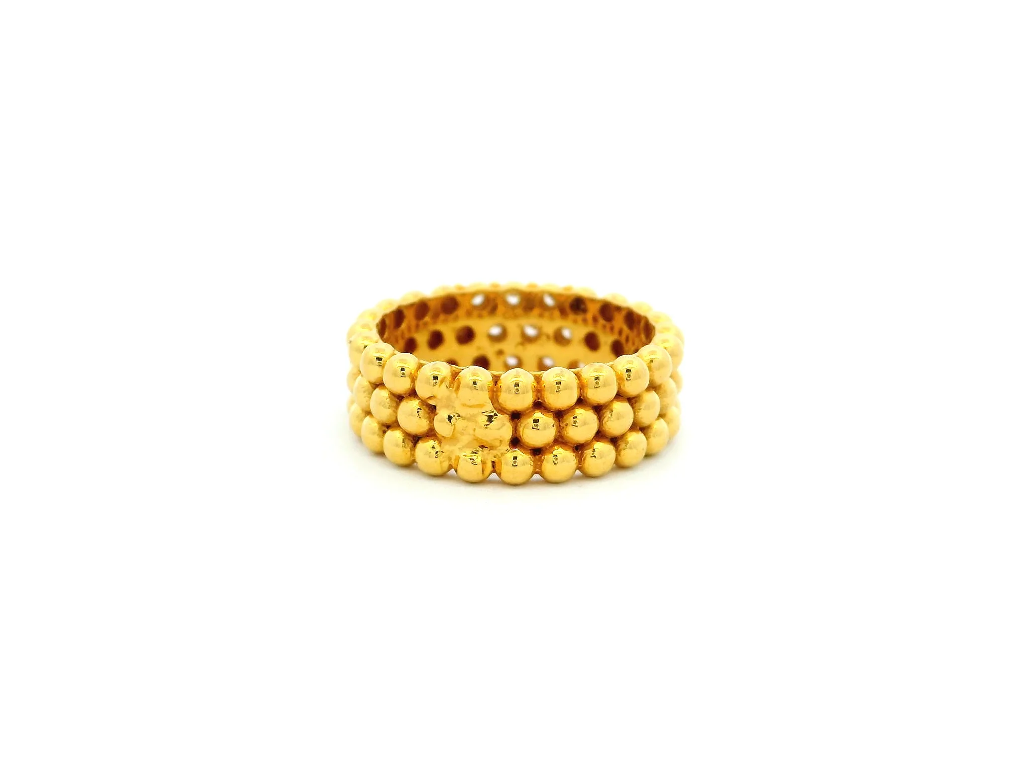 Elegant 22ct Gold Beaded Ring With Cubic Zirconia Stones | Size L - Image 4