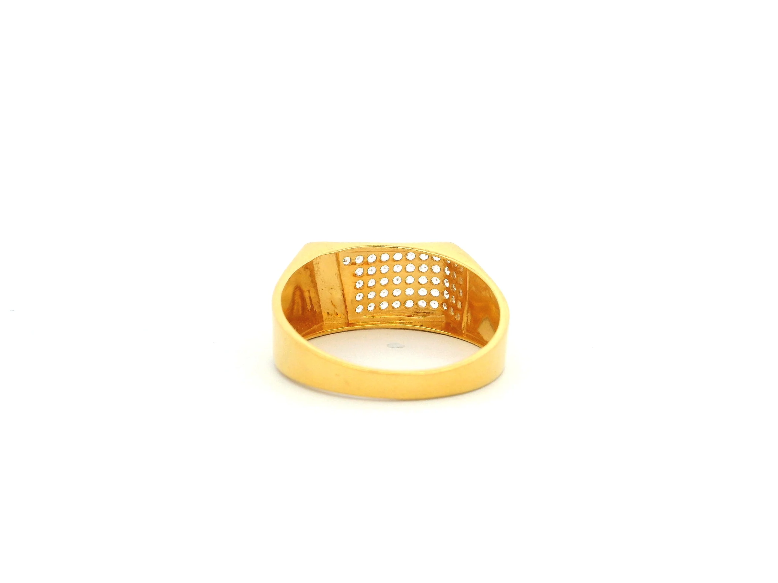 Men's 22ct Yellow Gold Ring with Cubic Zirconia Stones – Stylish & Durable Luxury Jewellery | Size R - Image 3