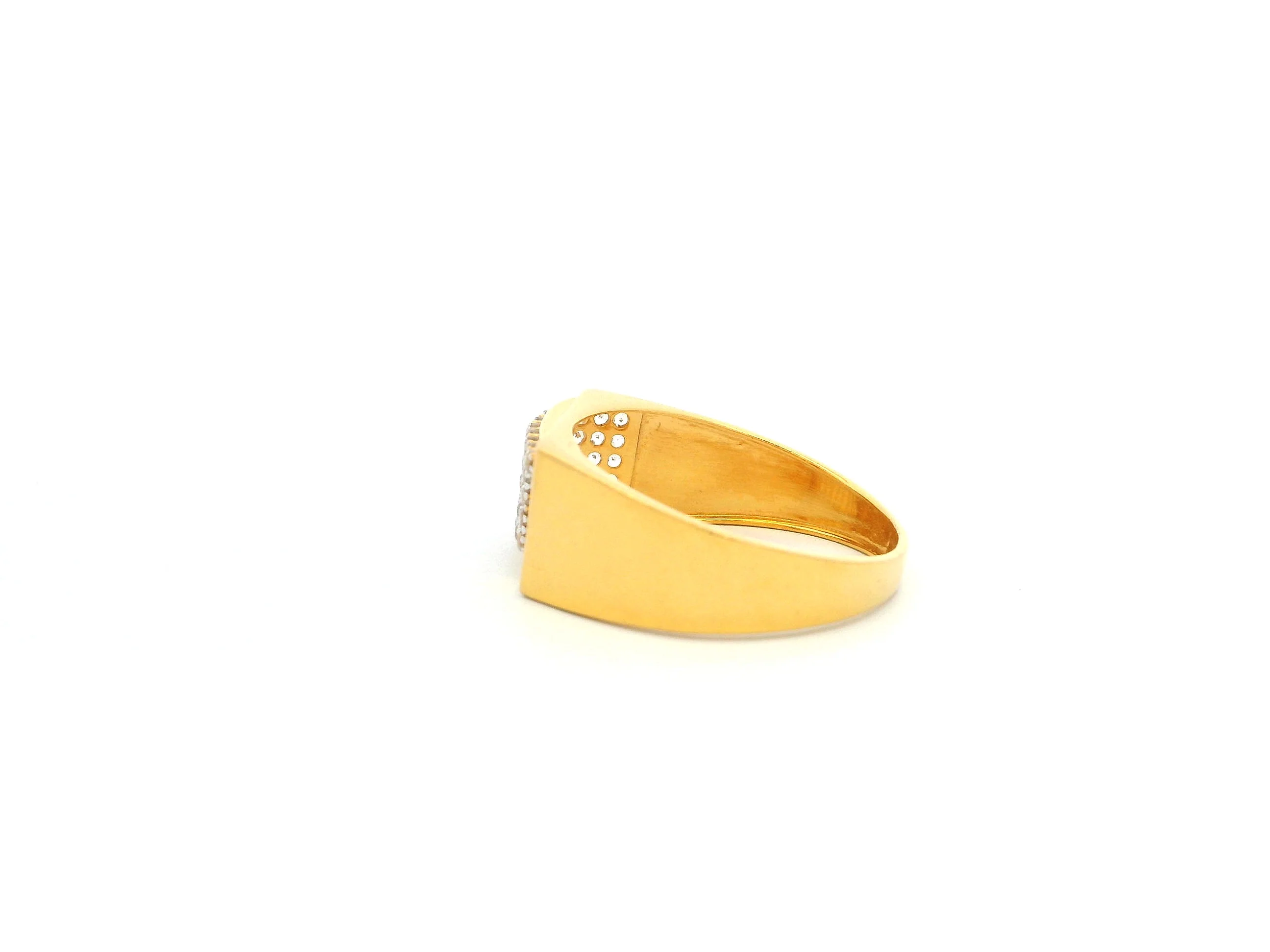 Men's 22ct Yellow Gold Ring with Cubic Zirconia Stones – Stylish & Durable Luxury Jewellery | Size R - Image 4