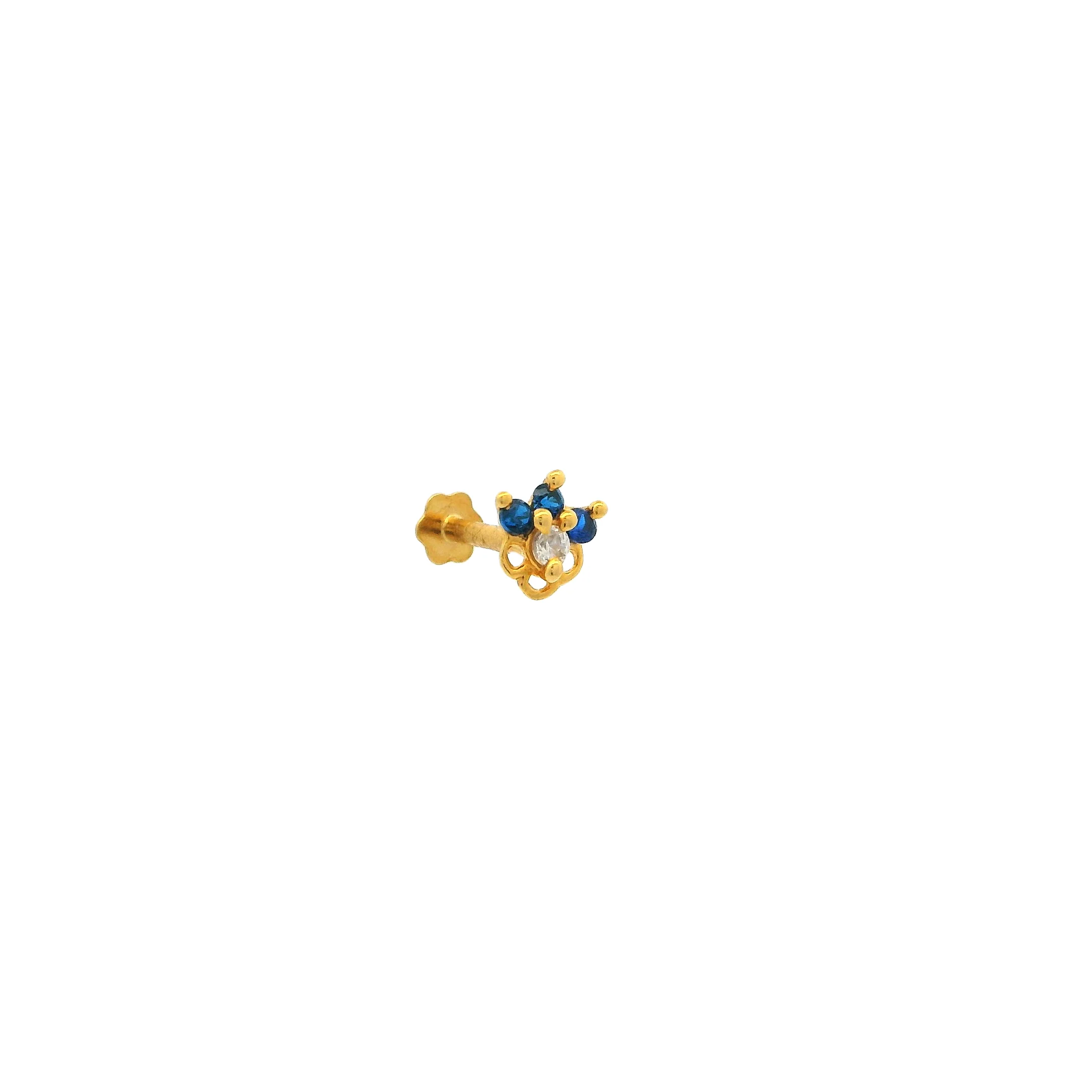 Elegant 18ct Yellow Gold Screw Back Nose Stud with Cubic Zirconia Stones - Image 5