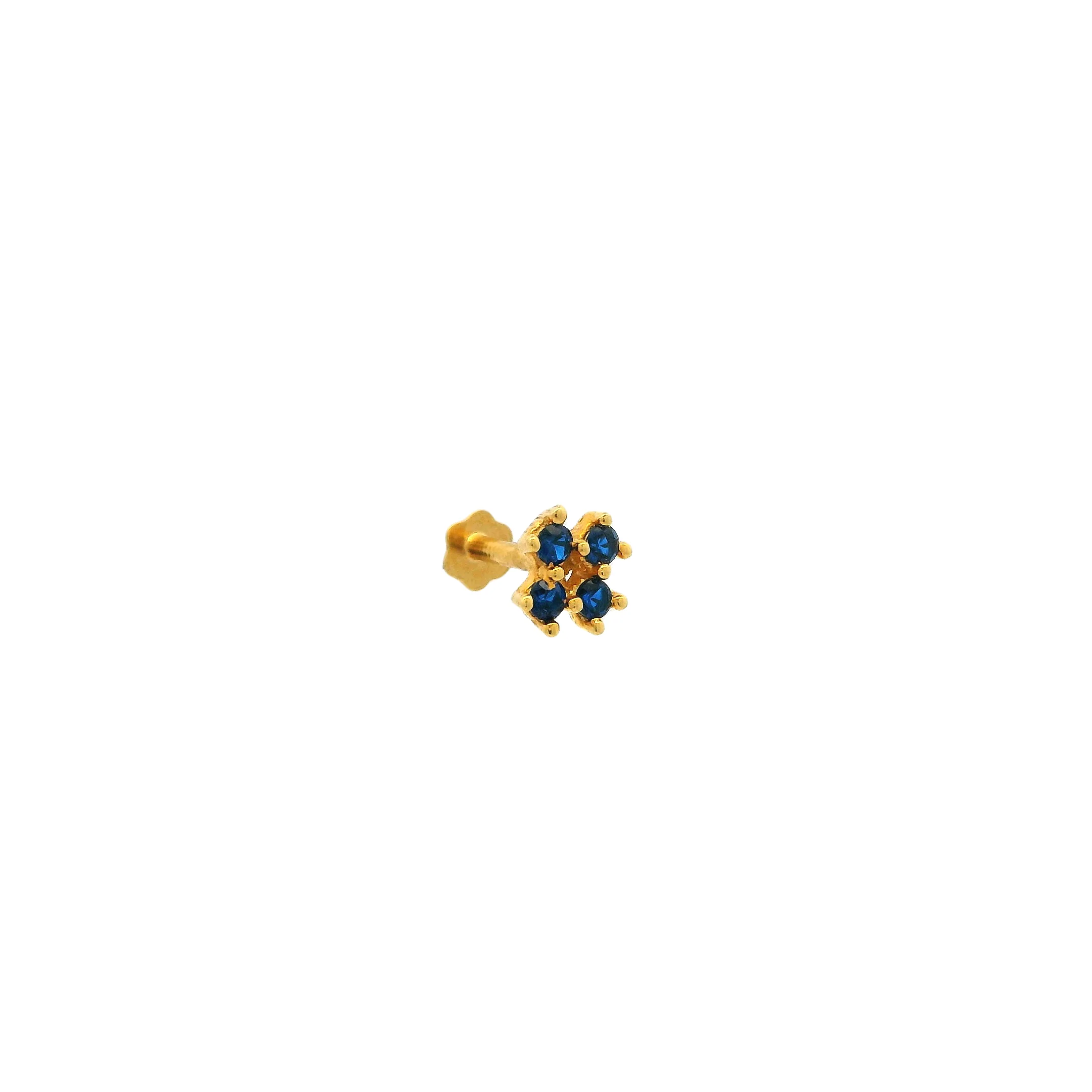 Elegant 18ct Yellow Gold Screw Back Nose Stud with Cubic Zirconia Stones - Image 7