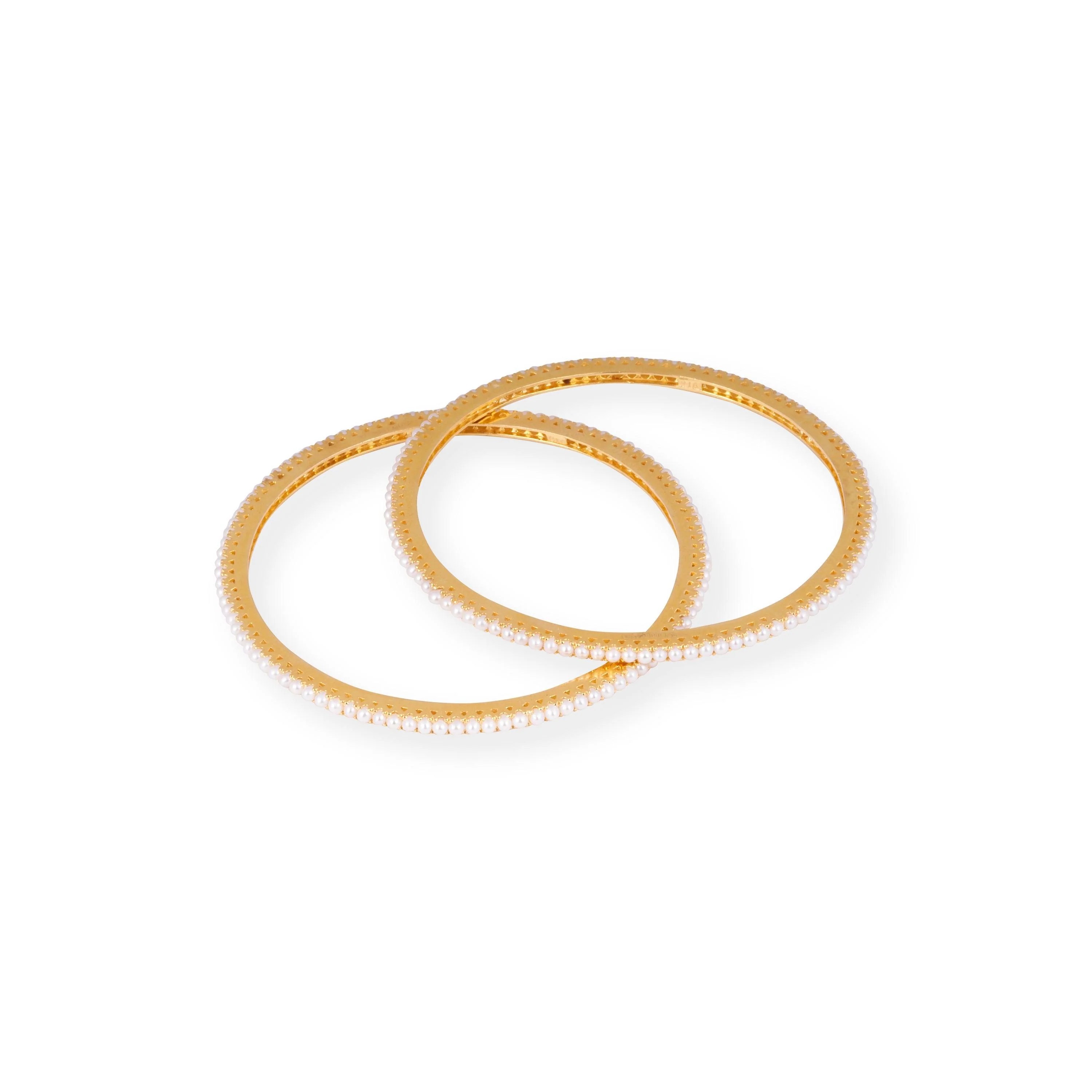 Pair of 22ct Gold Bangles with Grain Set Cultured Pearls - Radiant Gold Bangles with Pearls - Image 4