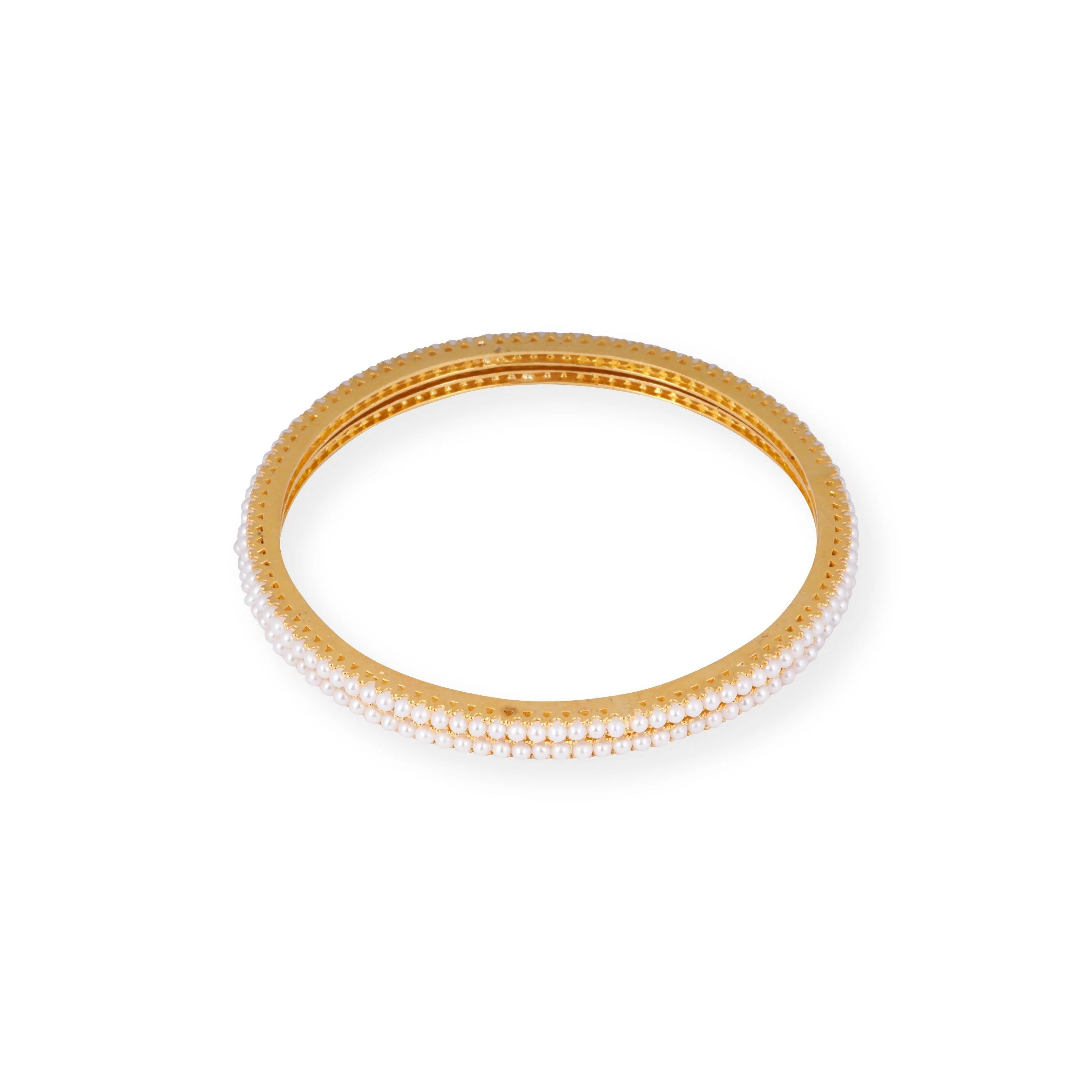 Pair of 22ct Gold Bangles with Grain Set Cultured Pearls - Radiant Gold Bangles with Pearls - Image 5