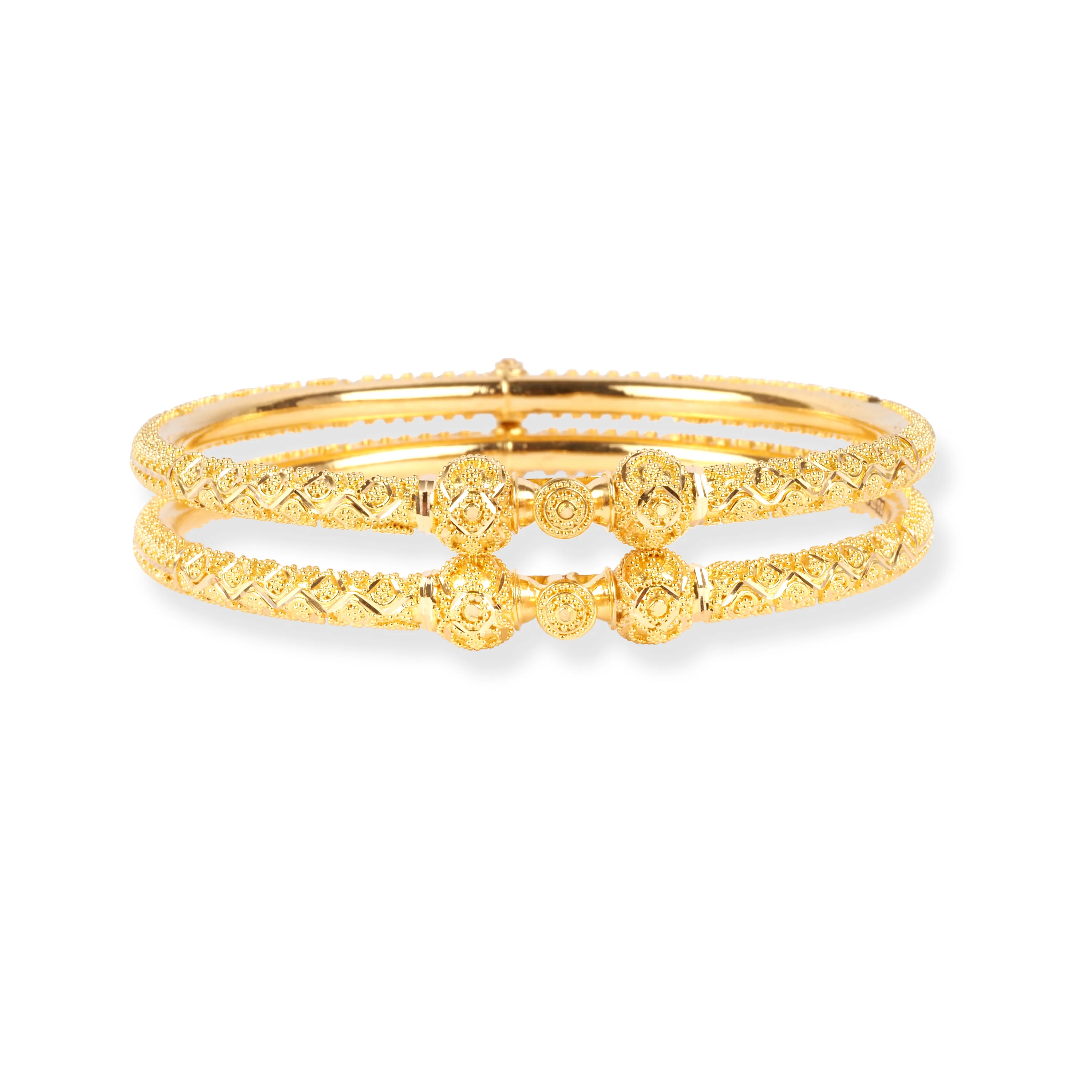 Pair of 22ct Gold Openable Bangles with Filigree Design-Classic Openable Gold Bangles