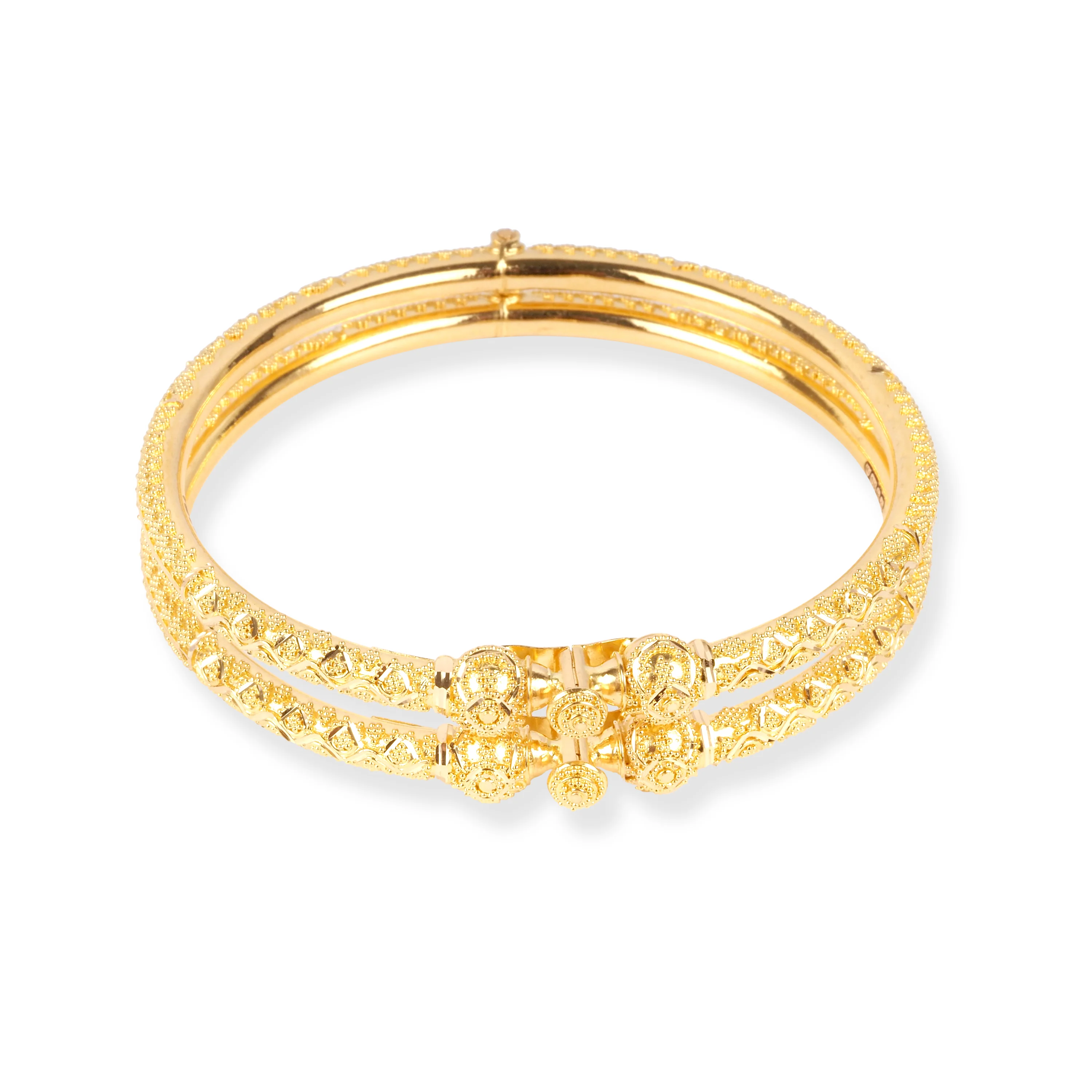 Pair of 22ct Gold Openable Bangles with Filigree Design-Classic Openable Gold Bangles - Image 4