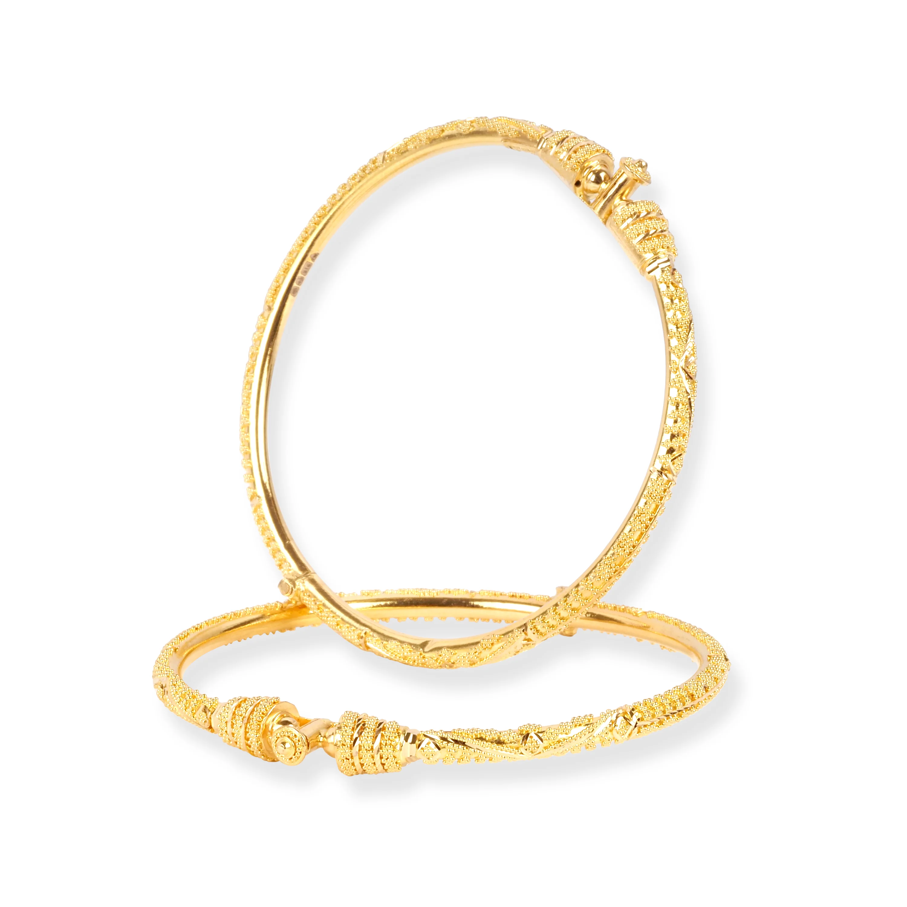 Pair of 22ct Gold Openable Bangles with Filigree Design - Elegant 22ct Bangles - Image 4