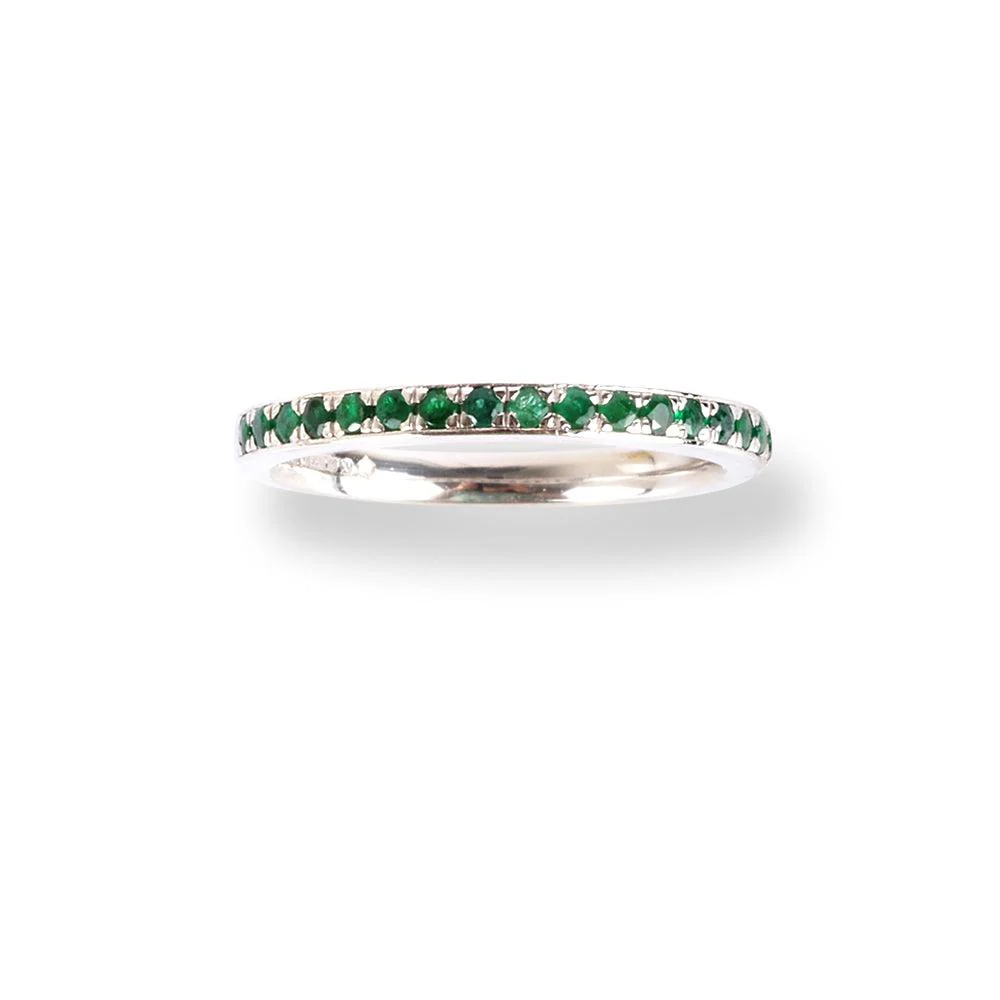 Platinum Emerald Half-Eternity Band LR-6671 - Image 3