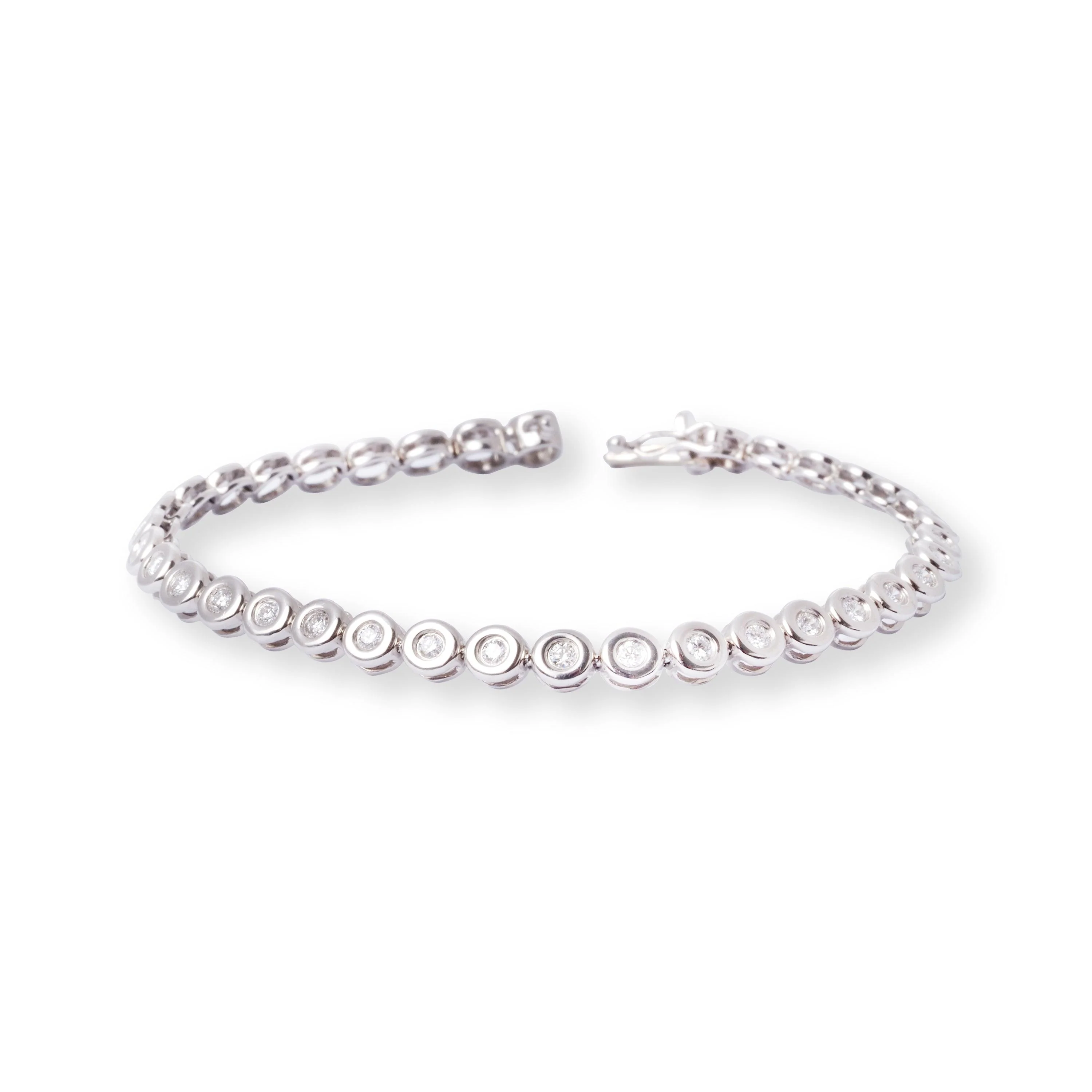 Platinum Diamond Tennis Bracelet with Box Clasp - Elegant Tennis Bracelet with Diamonds - Image 3