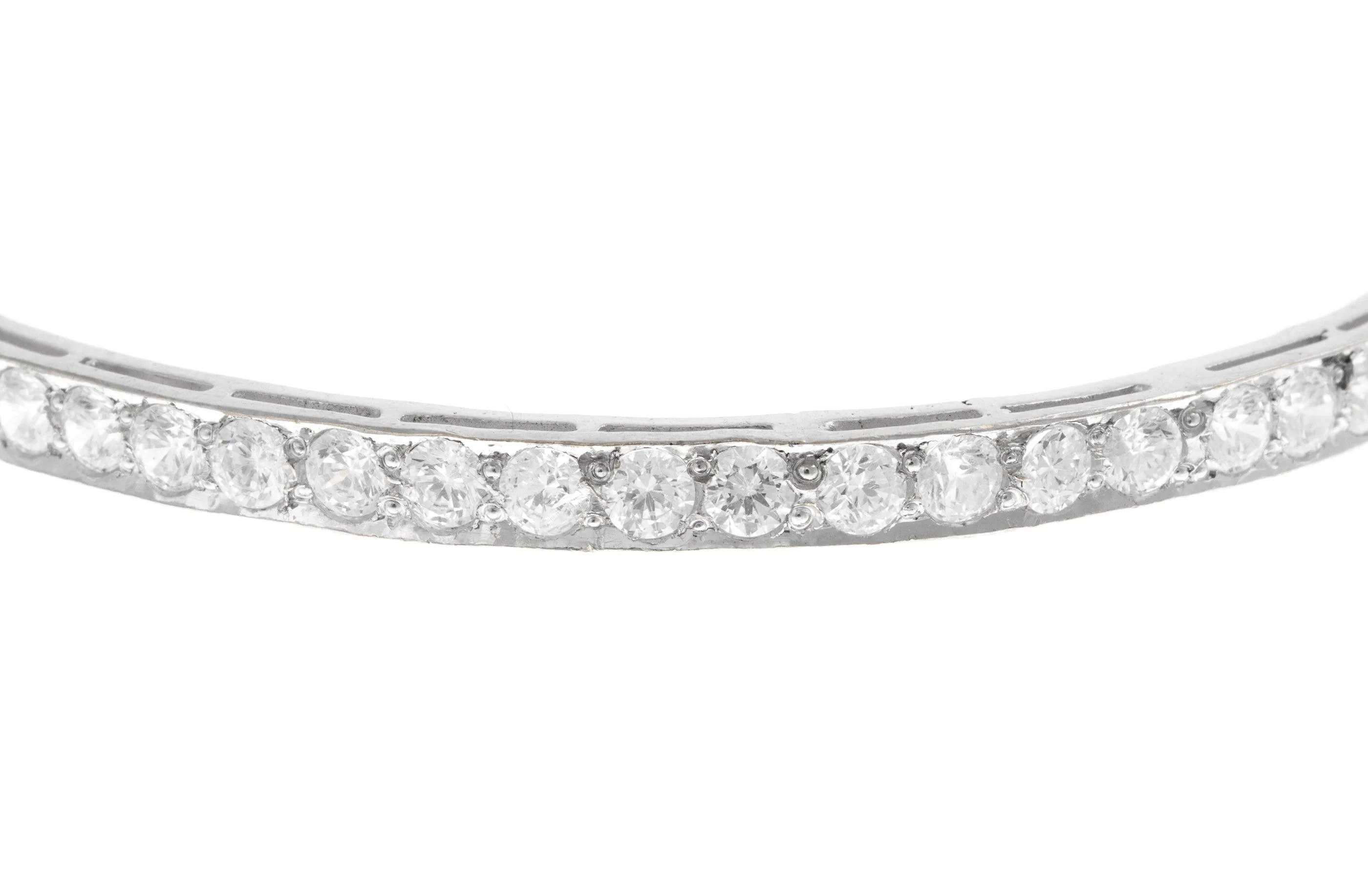 White Rhodium Plated Stone Set 22ct Gold Cubic Zirconia Bangle - 22ct Gold Jewellery - Image 3