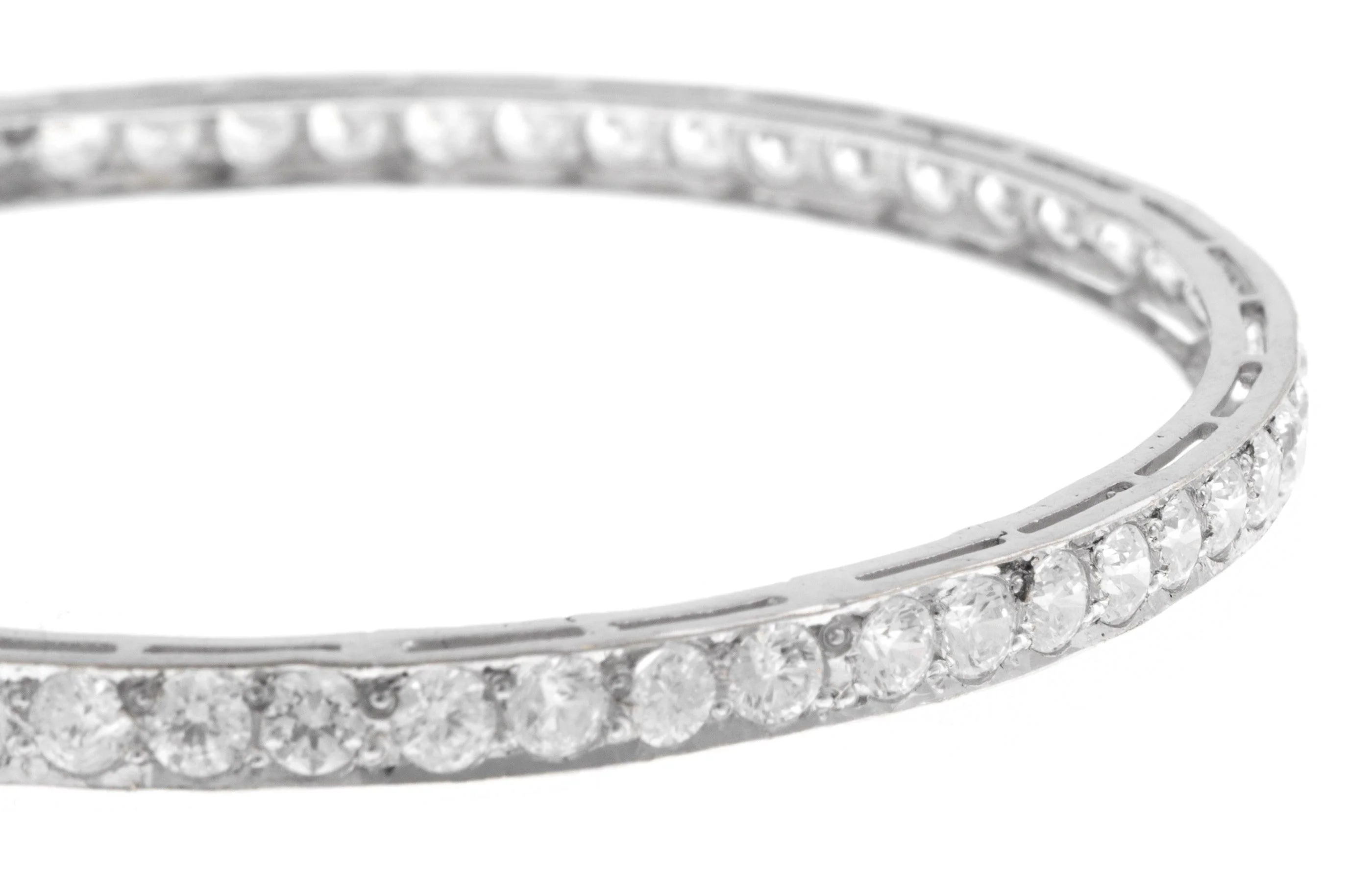 White Rhodium Plated Stone Set 22ct Gold Cubic Zirconia Bangle - 22ct Gold Jewellery - Image 4