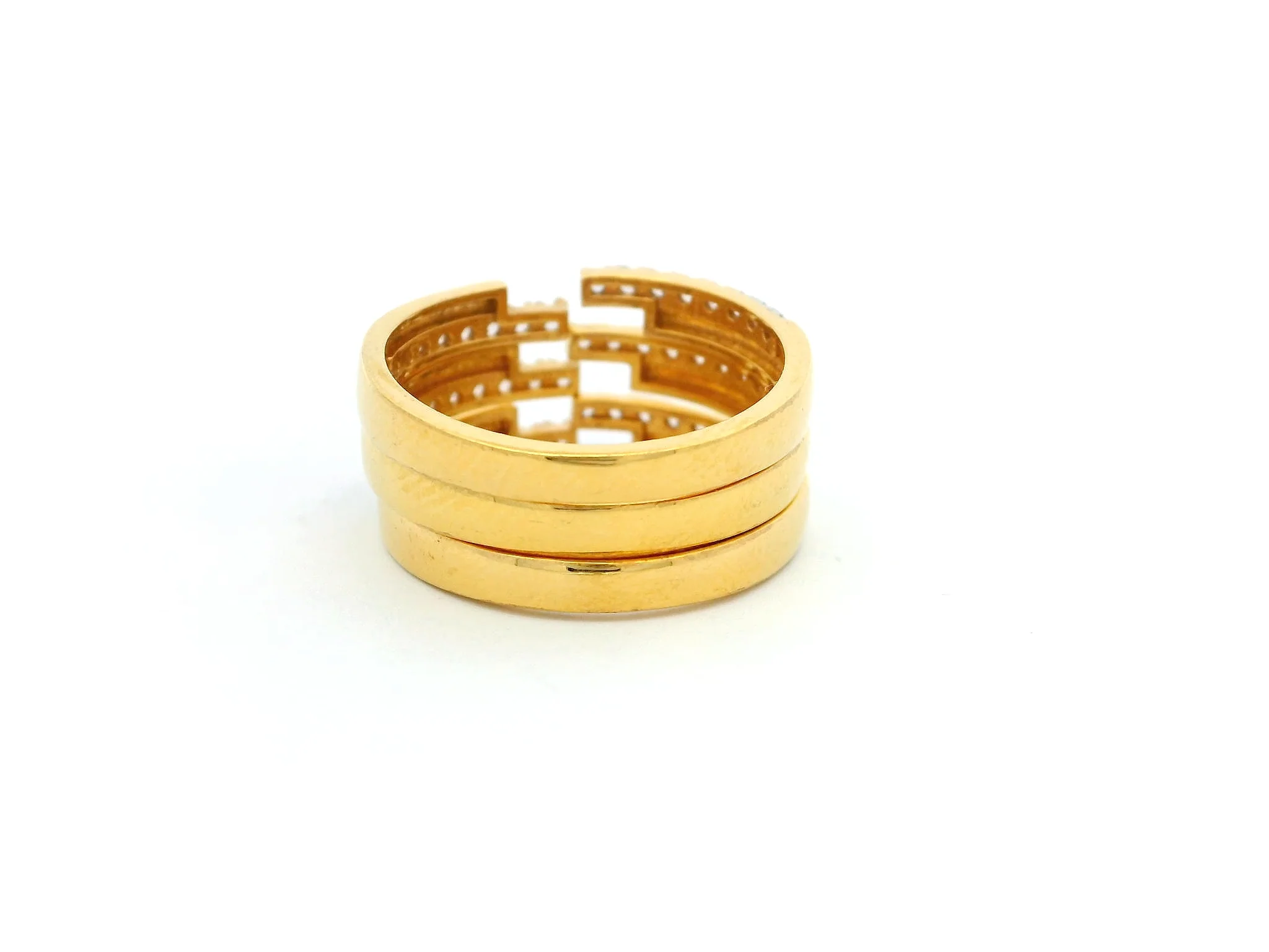 Set of Three 22ct Gold Rings with Cubic Zirconia – Elegant & Versatile Jewellery | Size K - Image 4