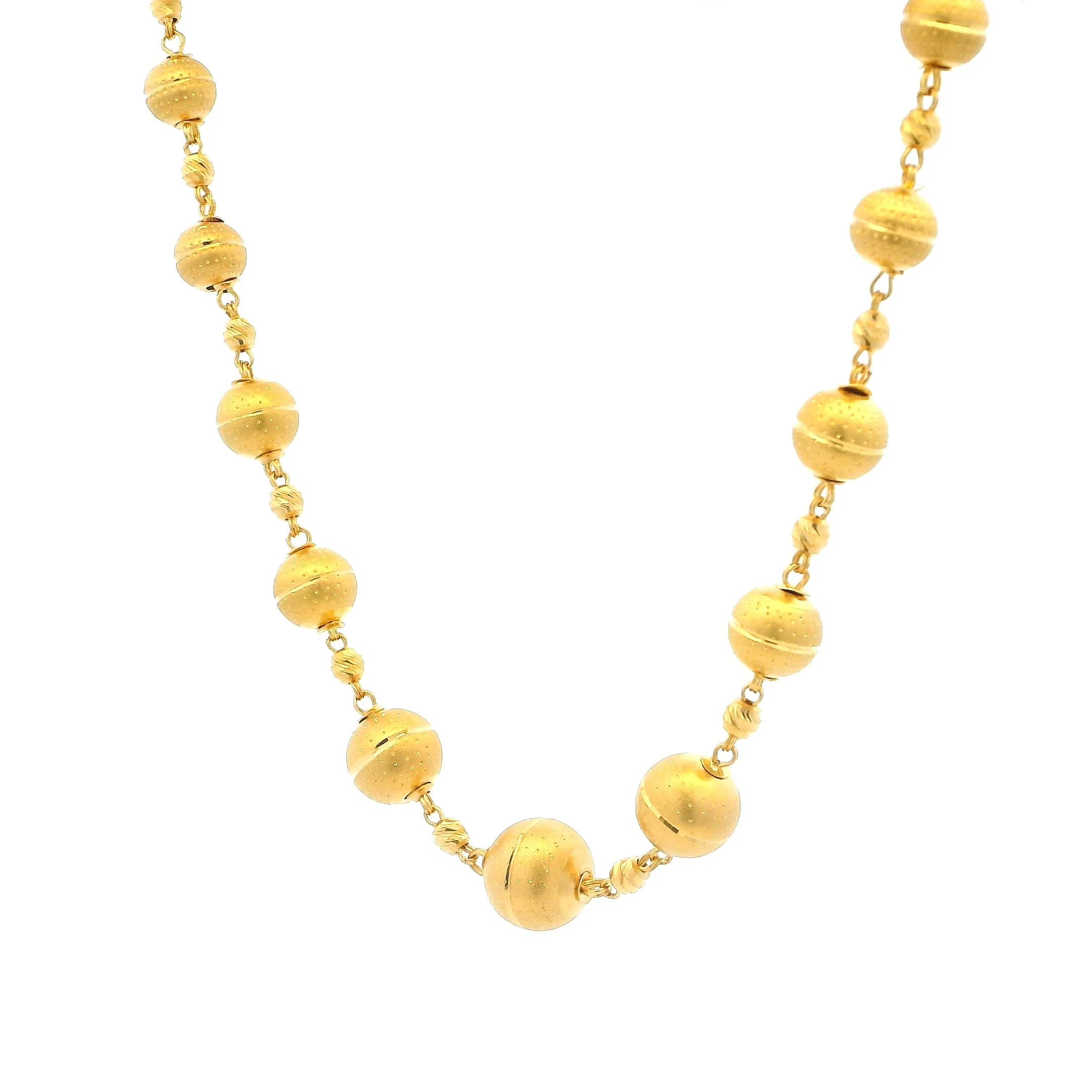 Solid 22ct Gold Necklace Graduated Diamond Cut Bead Design Secure Lobster Clasp - Image 3