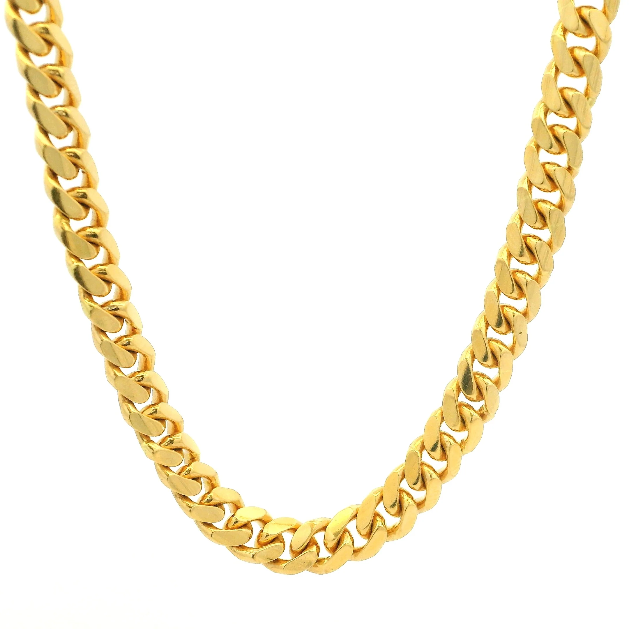 Solid 22ct Yellow Gold Cuban Link Chain with Lobster Clasp Necklace