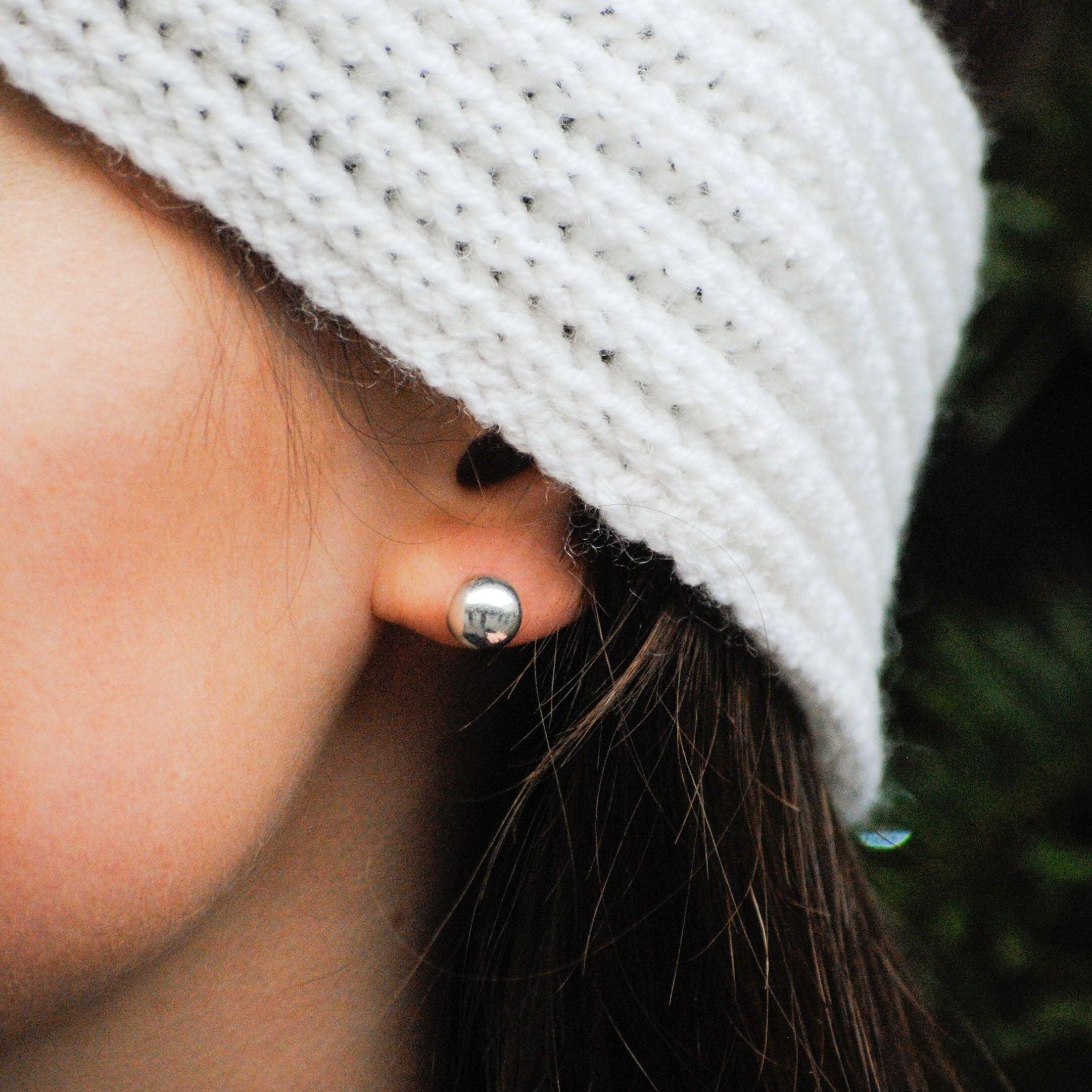 Sterling Silver Ball Ear Studs | Classic Polished Stud Earrings for Everyday Elegance - Image 2