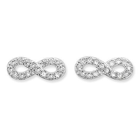 Sterling Silver Cubic Zirconia Infinity Ear Studs SE377B